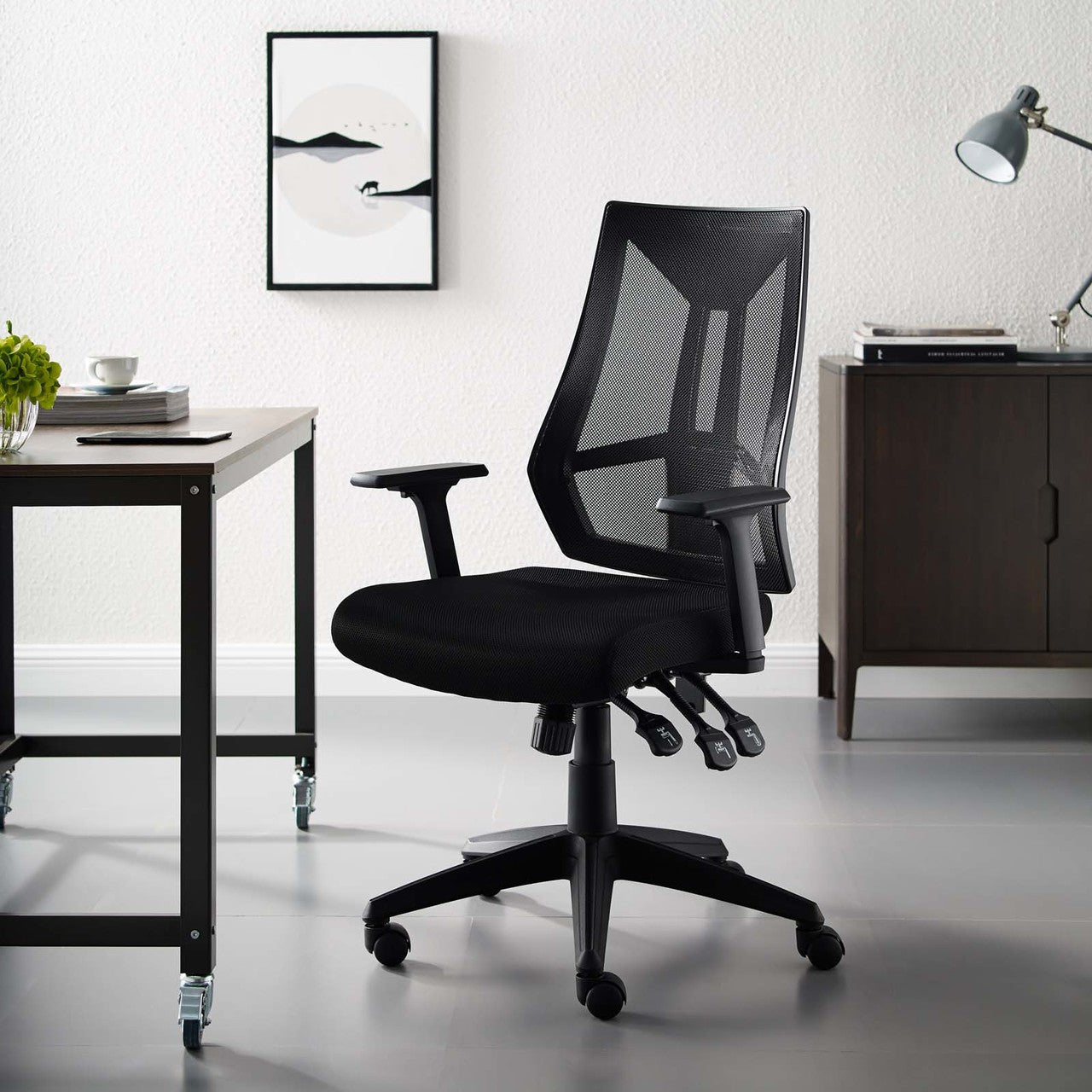 Extol Mesh Office Chair, Fabric, Black 15062