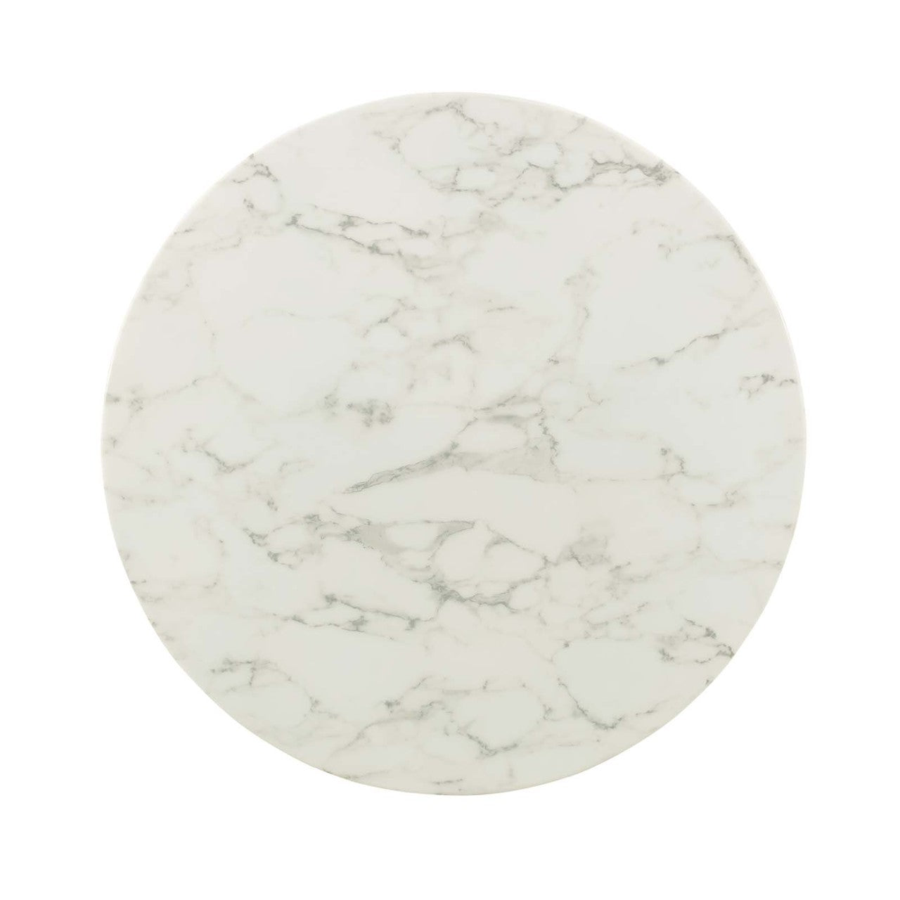 Lippa 36" Round Dining Table, Metal Steel Artificial Marble, Gold White 15069