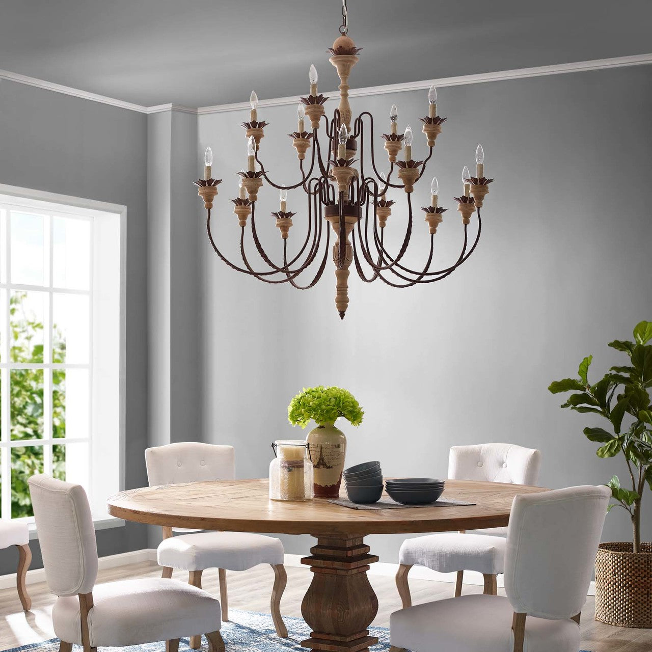 Nobility Pendant Light Ceiling Pendant Light Ceiling, Metal Steel Wood, Natural Brown 15367