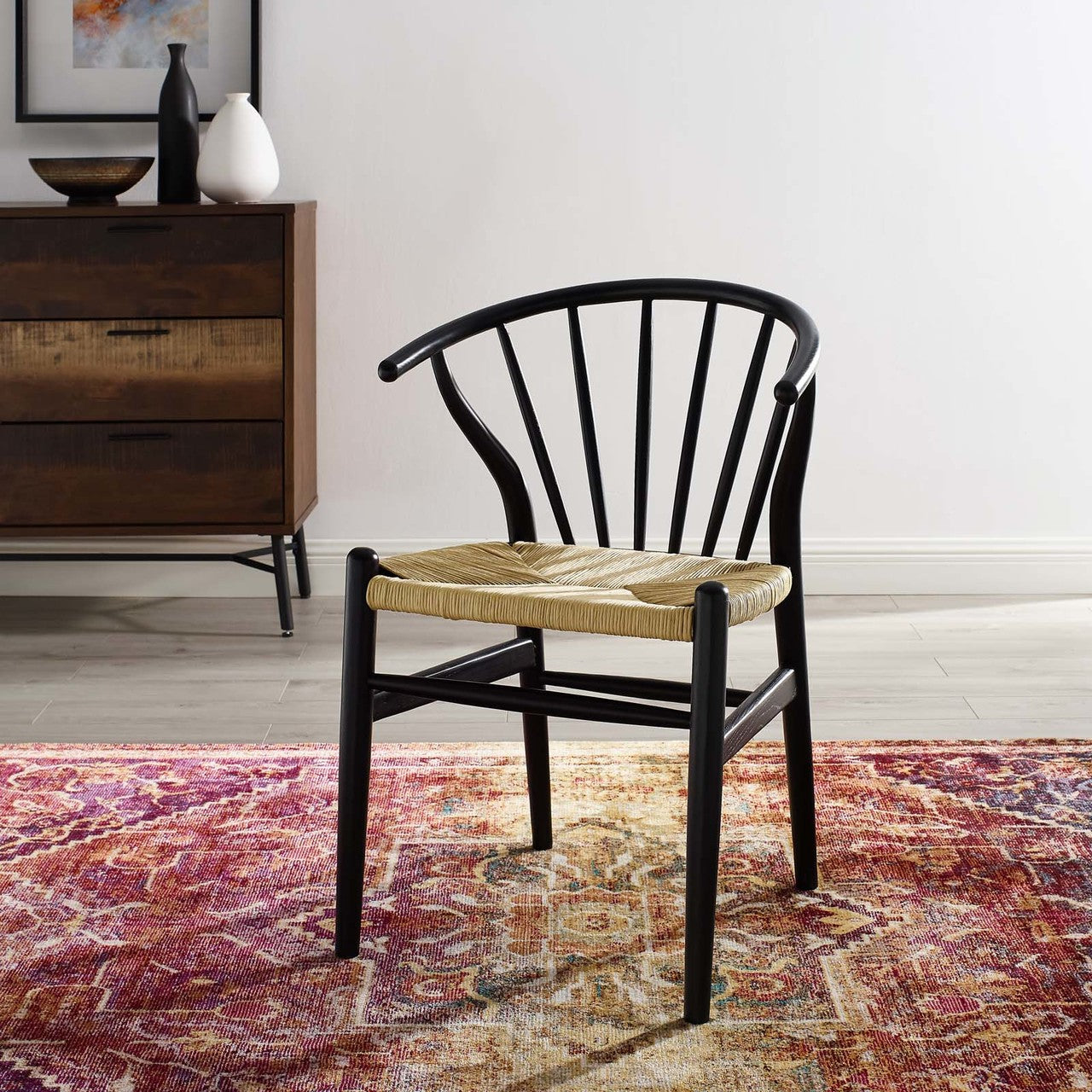 Flourish Spindle Wood Dining Side Chair, Wood, Black 15385