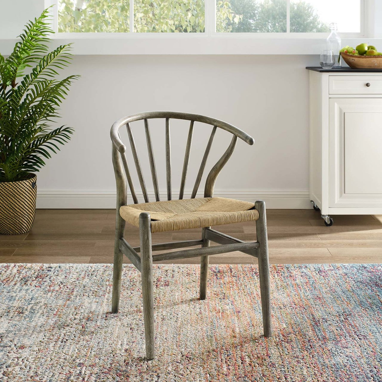 Flourish Spindle Wood Dining Side Chair, Wood, Grey Gray 15386