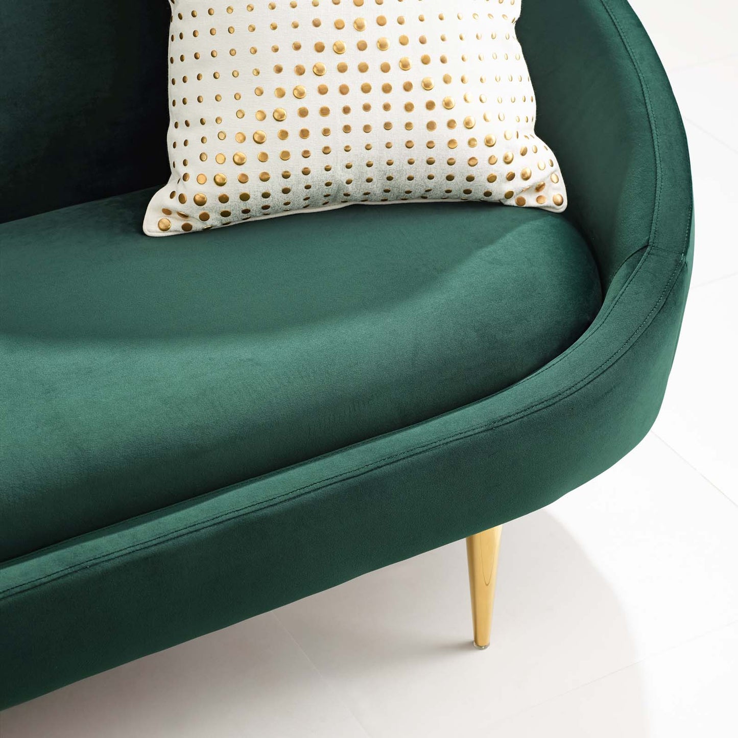 Sublime Vertical Curve Back Performance Velvet Sofa, Velvet Fabric, Green, 17293