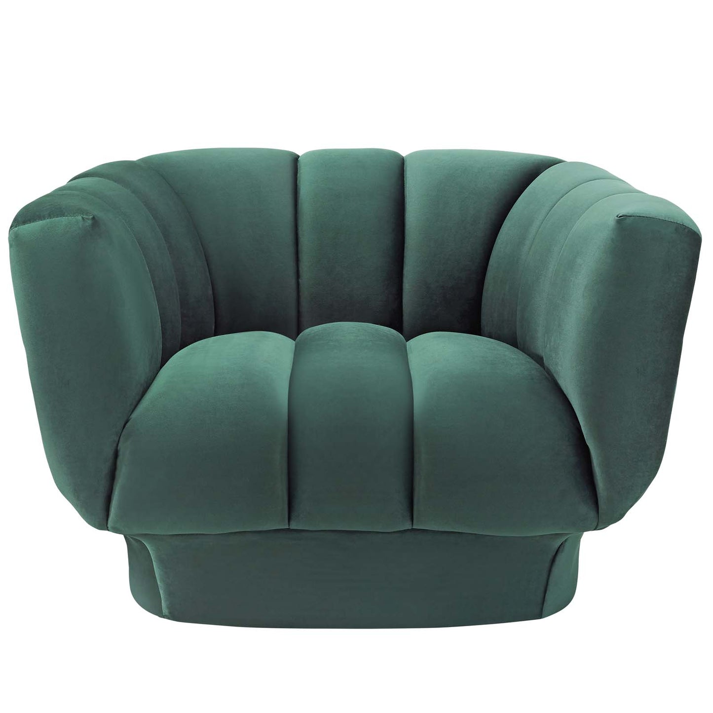 Entertain Vertical Channel Tufted Performance Velvet Armchair, Velvet Fabric, Green, 17302