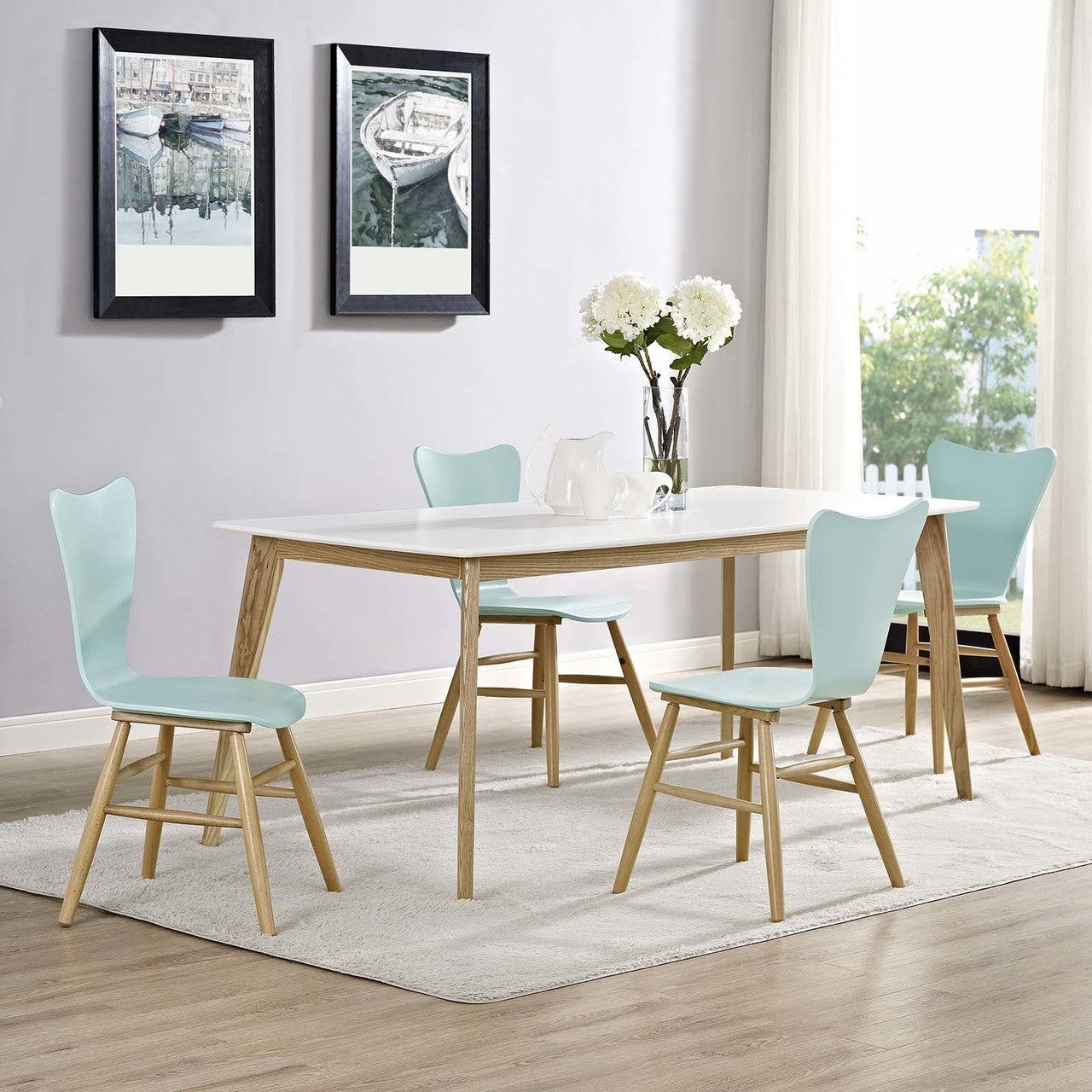 Cascade Dining Chair Set of 4, Wood, Light Blue 15249