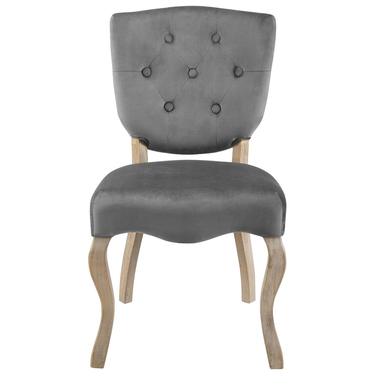 Array Dining Side Chair Set of 4, Velvet Fabric Wood, Grey Gray 15772
