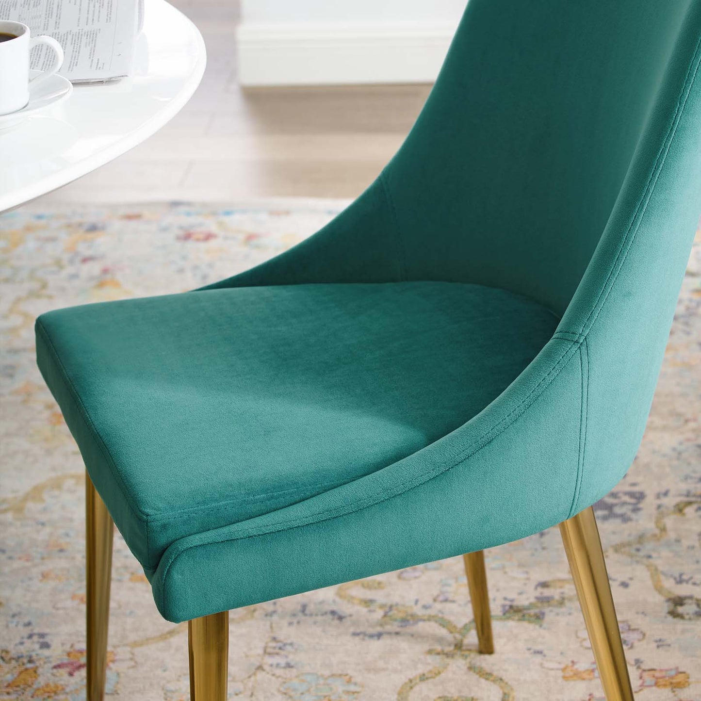 Viscount Modway Accent Performance Velvet Dining Chair, Velvet Fabric Metal Steel, Aqua Blue, 17383
