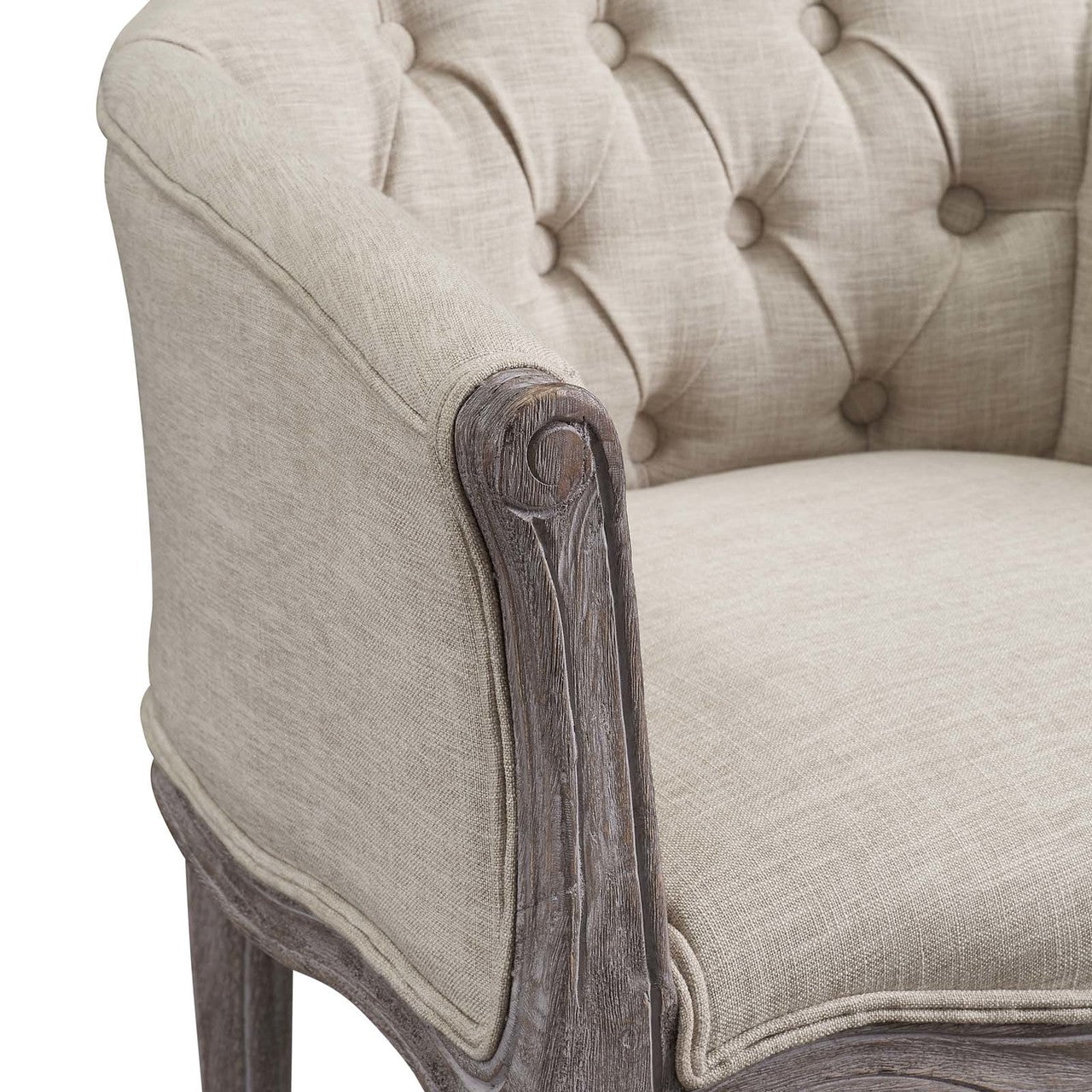 Crown Dining Armchair Upholstered Fabric Set of 4, Fabric Wood, Beige 15800