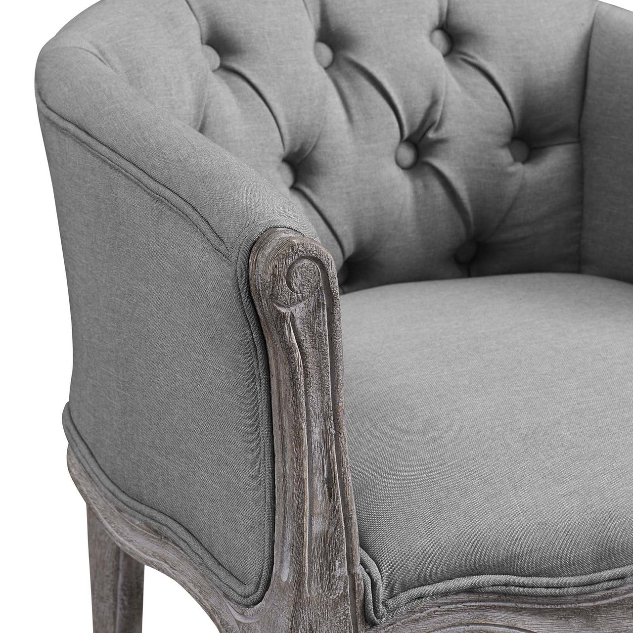 Crown Dining Armchair Upholstered Fabric Set of 4, Fabric Wood, Light Grey Gray 15801