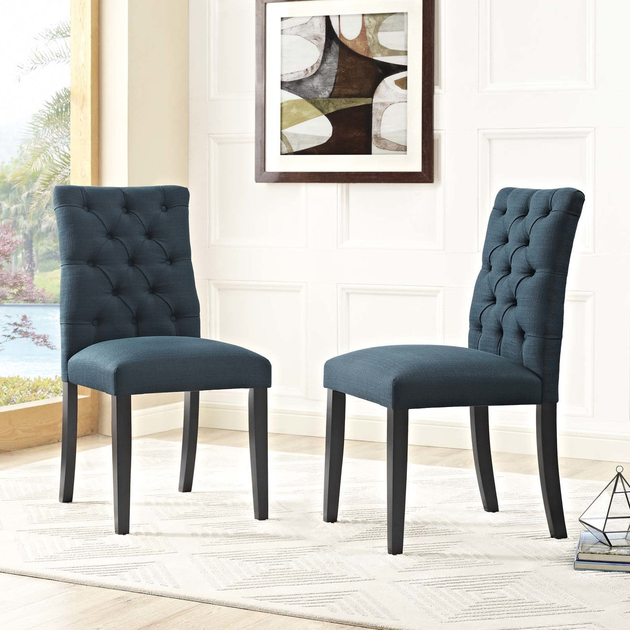 Duchess Dining Chair Fabric Set of 2, Fabric, Navy Blue 15808