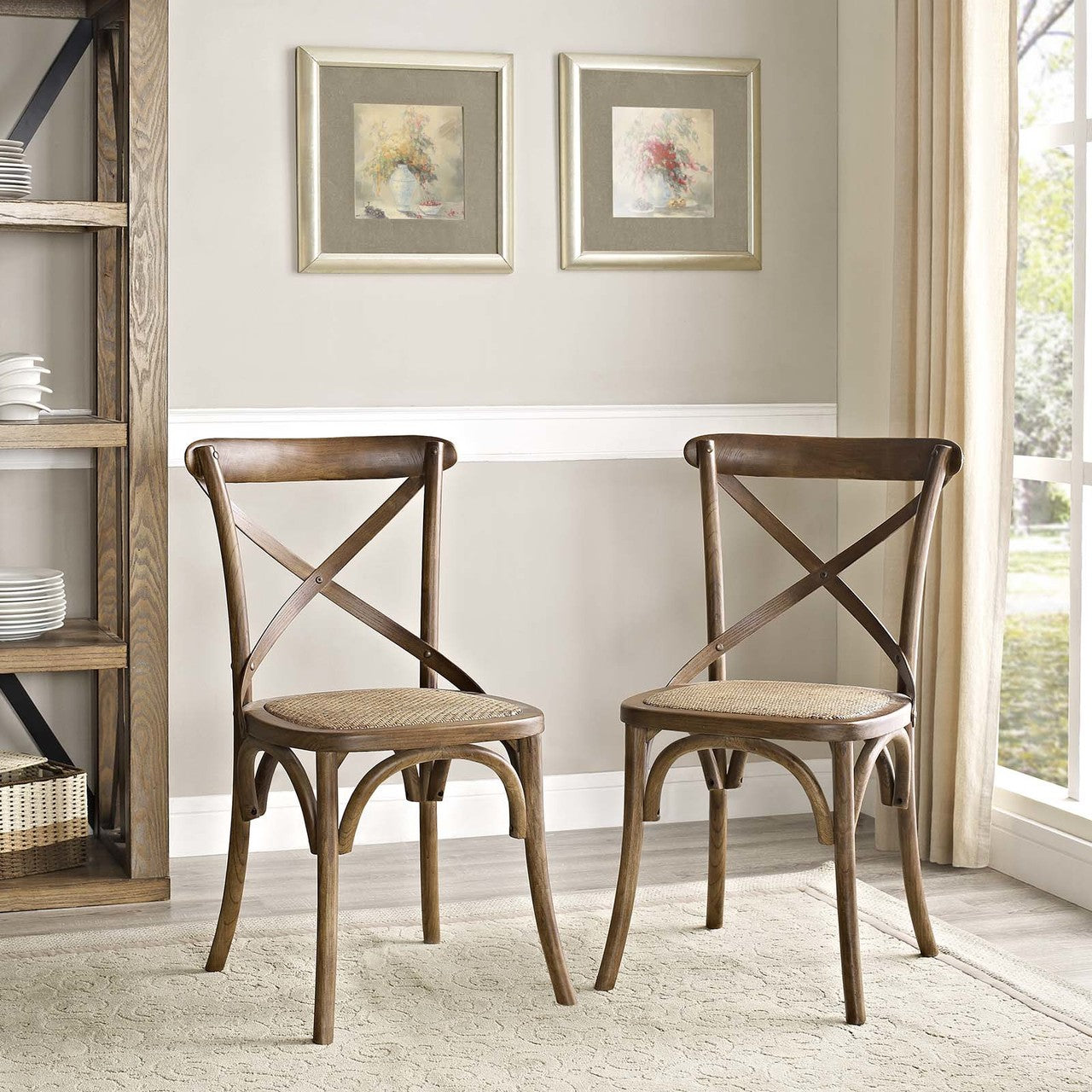 Gear Dining Side Chair Set of 2, Wood, Brown 15450