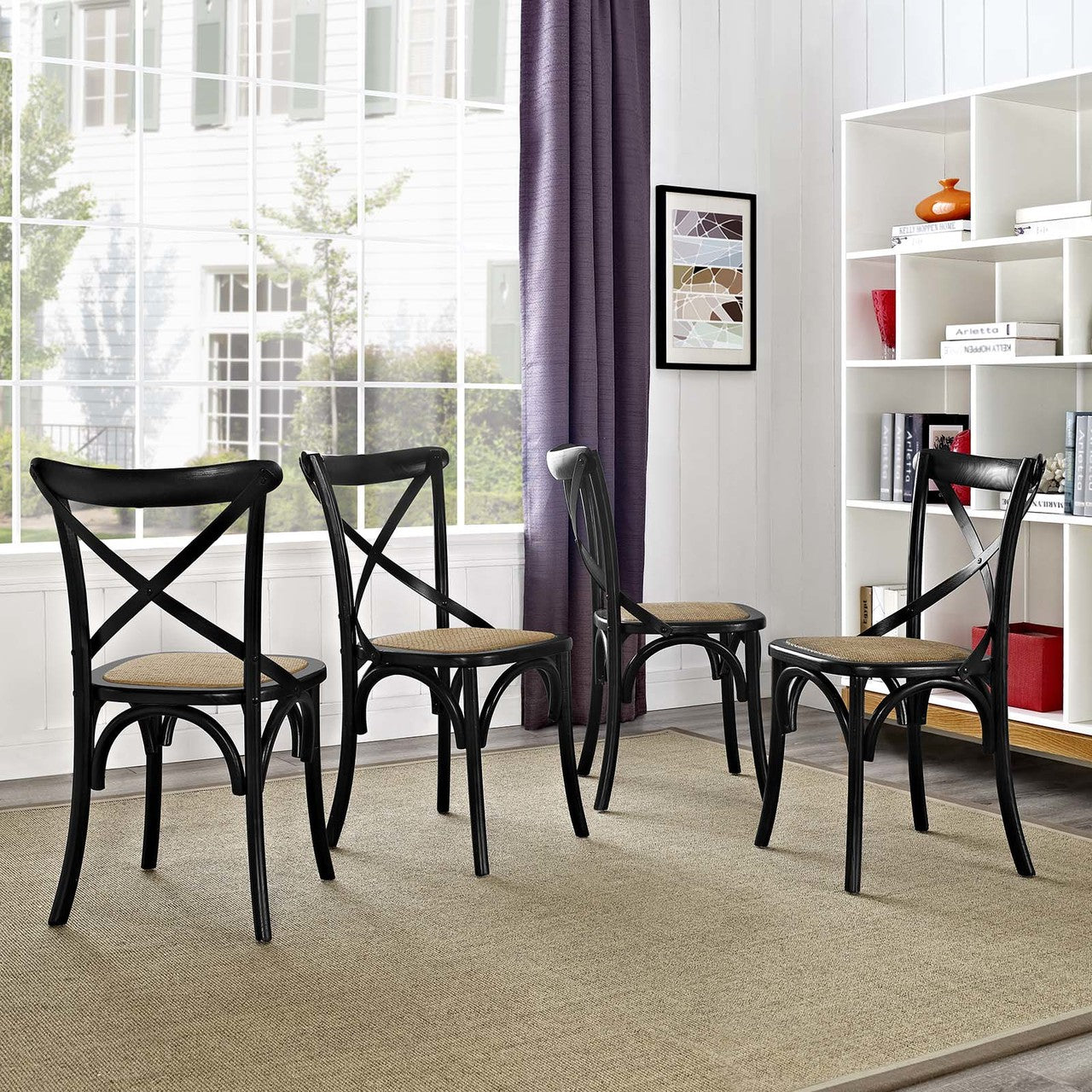 Gear Dining Side Chair Set of 4, Wood, Black 15452