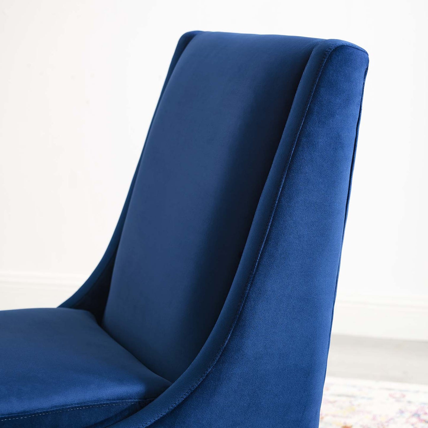 Confident Accent Upholstered Performance Velvet Lounge Chair, Velvet Fabric, Navy Blue, 17448