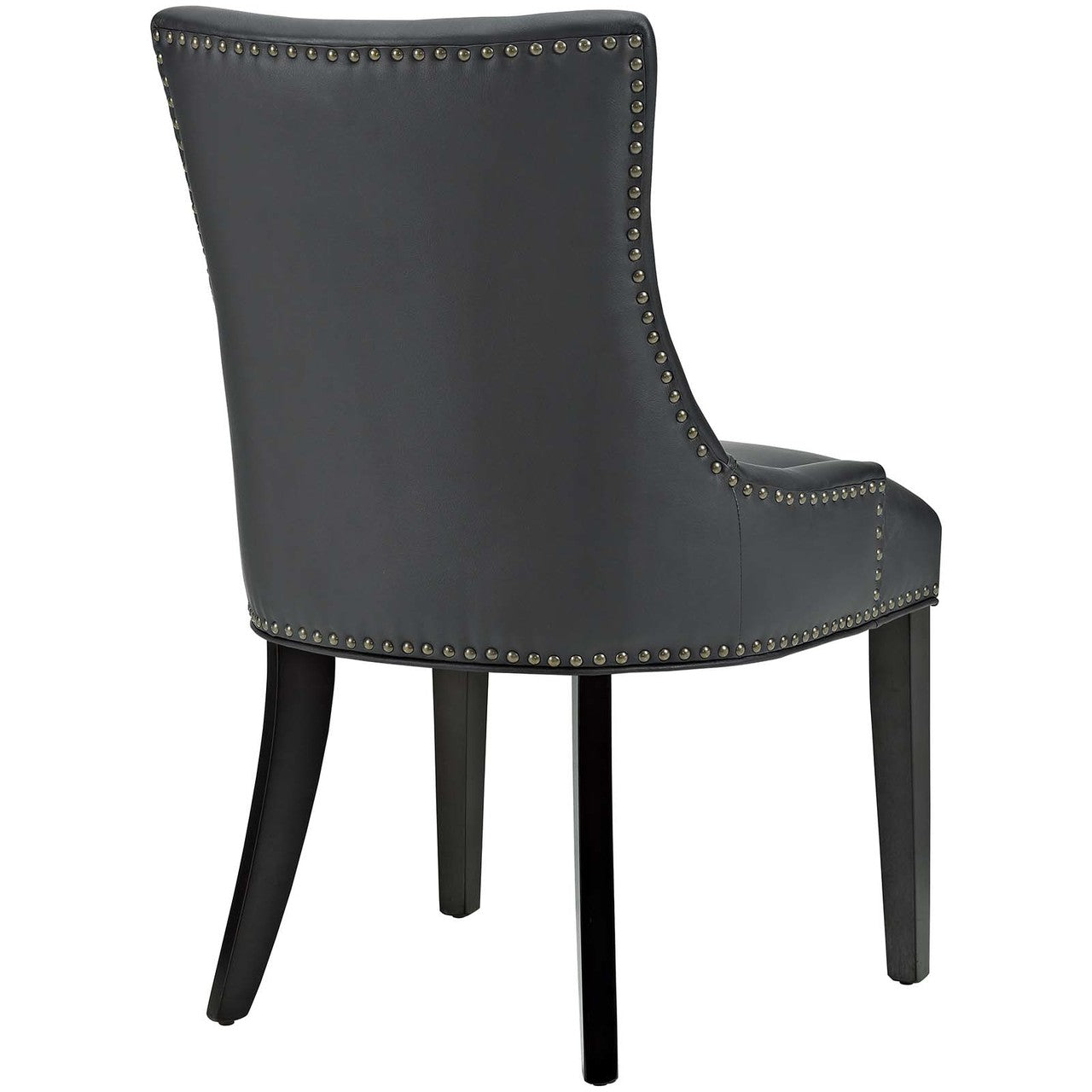 Marquis Dining Chair Faux Leather Set of 4, Faux Vinyl Leather Nail Rivet, Black 15465