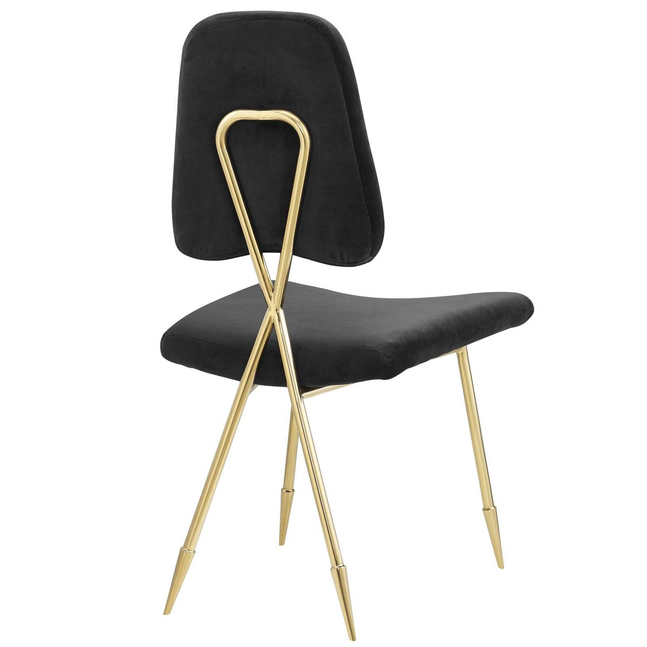 Ponder Dining Side Chair Set of 4, Velvet Fabric Steel Metal, Black 15854