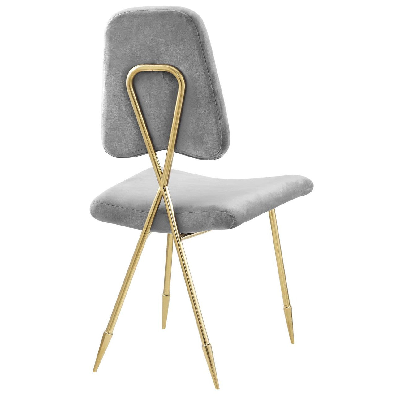 Ponder Dining Side Chair Set of 4, Velvet Fabric Steel Metal, Grey Gray 15855