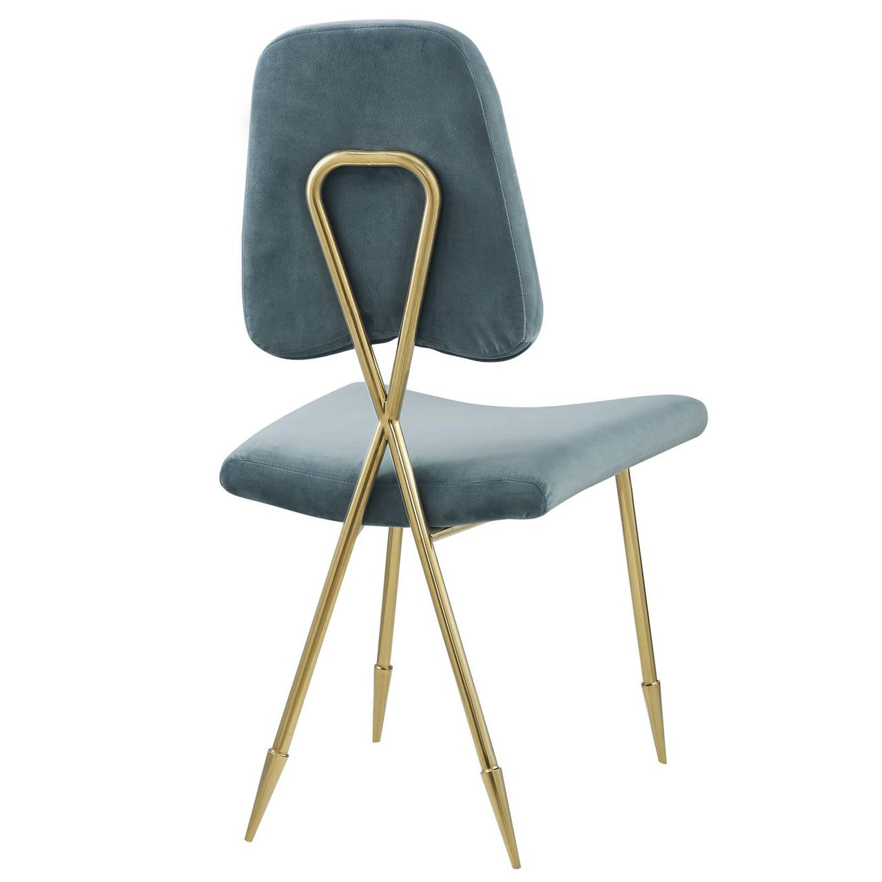Ponder Dining Side Chair Set of 4, Velvet Fabric Steel Metal, Blue 15858