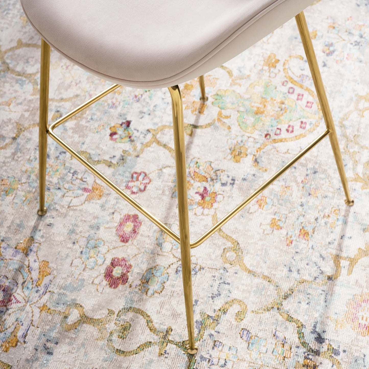 Scoop Gold Stainless Steel Leg Performance Velvet Counter Stool, Velvet Fabric Metal Steel, Pink, 17508