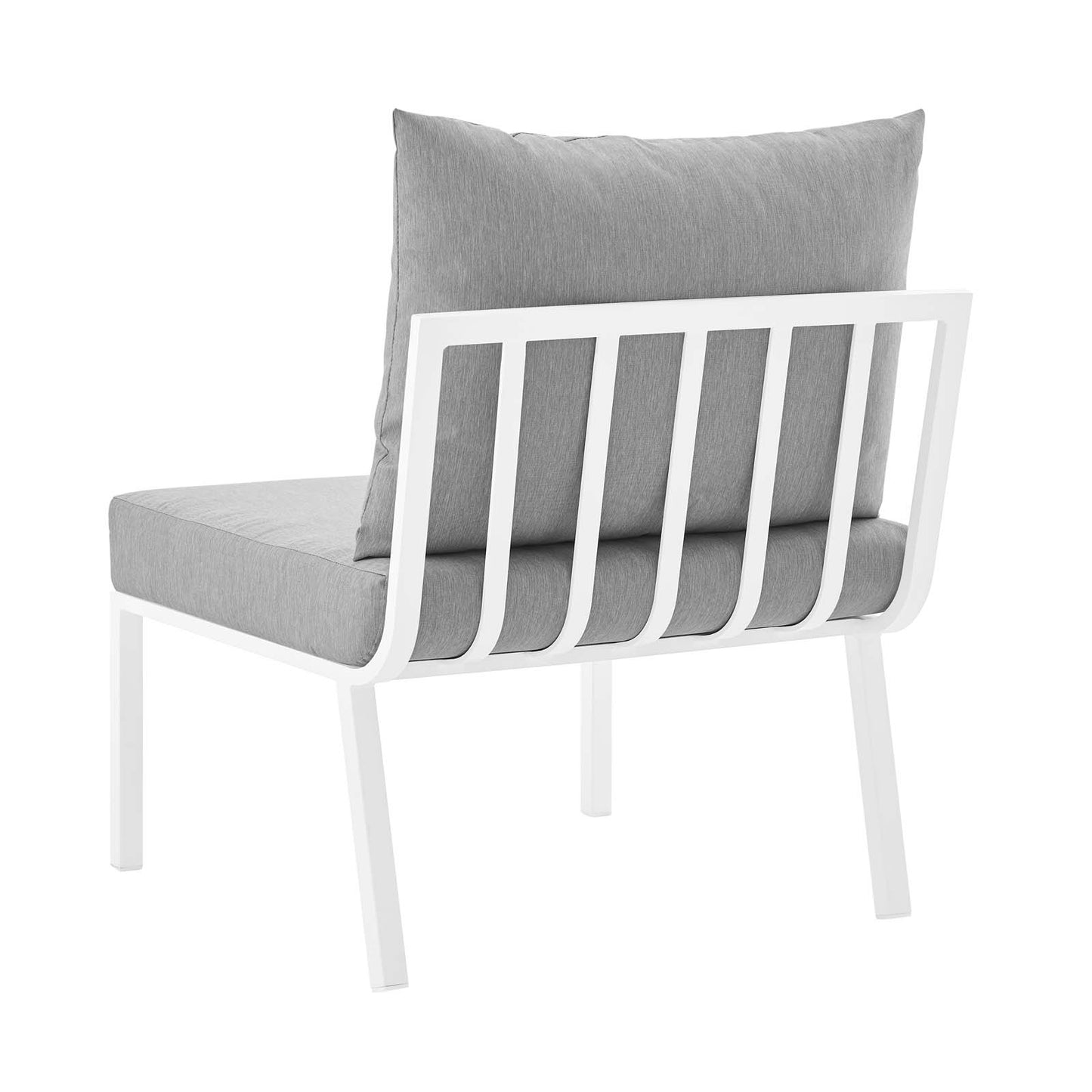 Riverside Outdoor Patio Aluminum Armless Chair, Aluminum, Metal, Steel, White Grey Gray, 18215