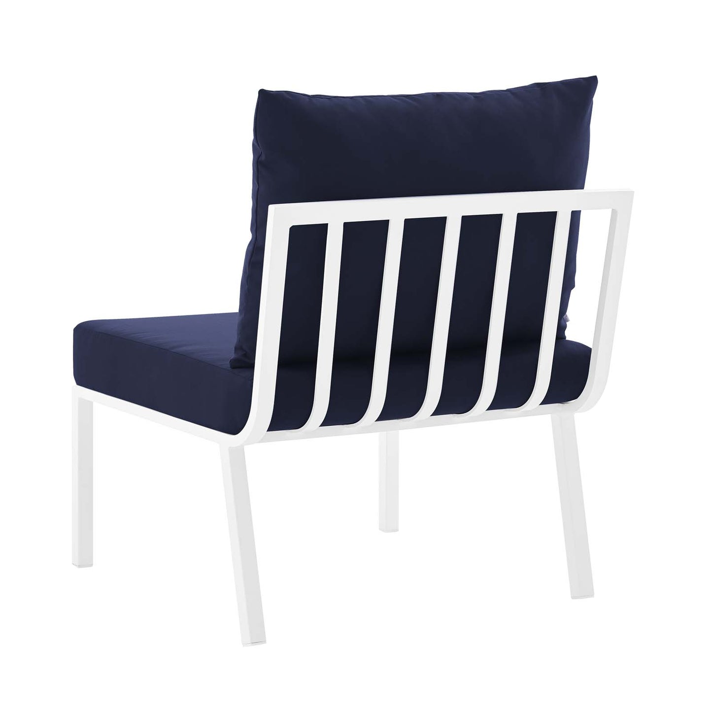 Riverside Outdoor Patio Aluminum Armless Chair, Aluminum, Metal, Steel, White Blue Navy, 18216