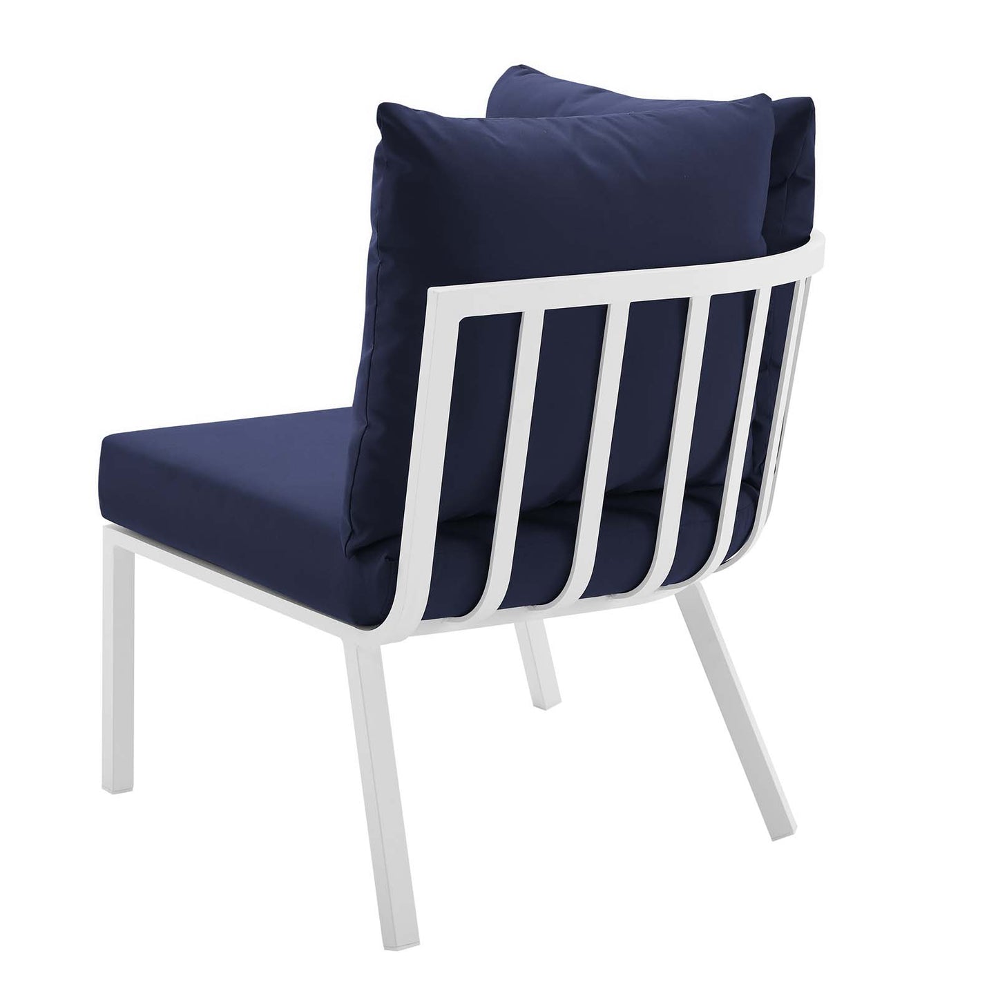 Riverside Outdoor Patio Aluminum Corner Chair, Aluminum, Metal, Steel, White Blue Navy, 18220