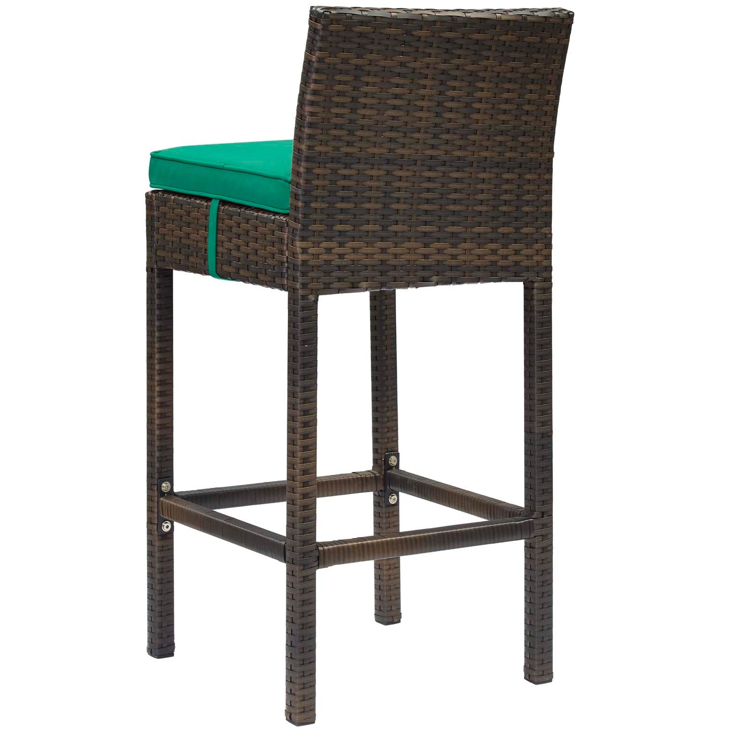 Conduit Bar Stool Outdoor Patio Wicker Rattan Set of 4, Fabric Rattan Wicker, Brown Green, 17529