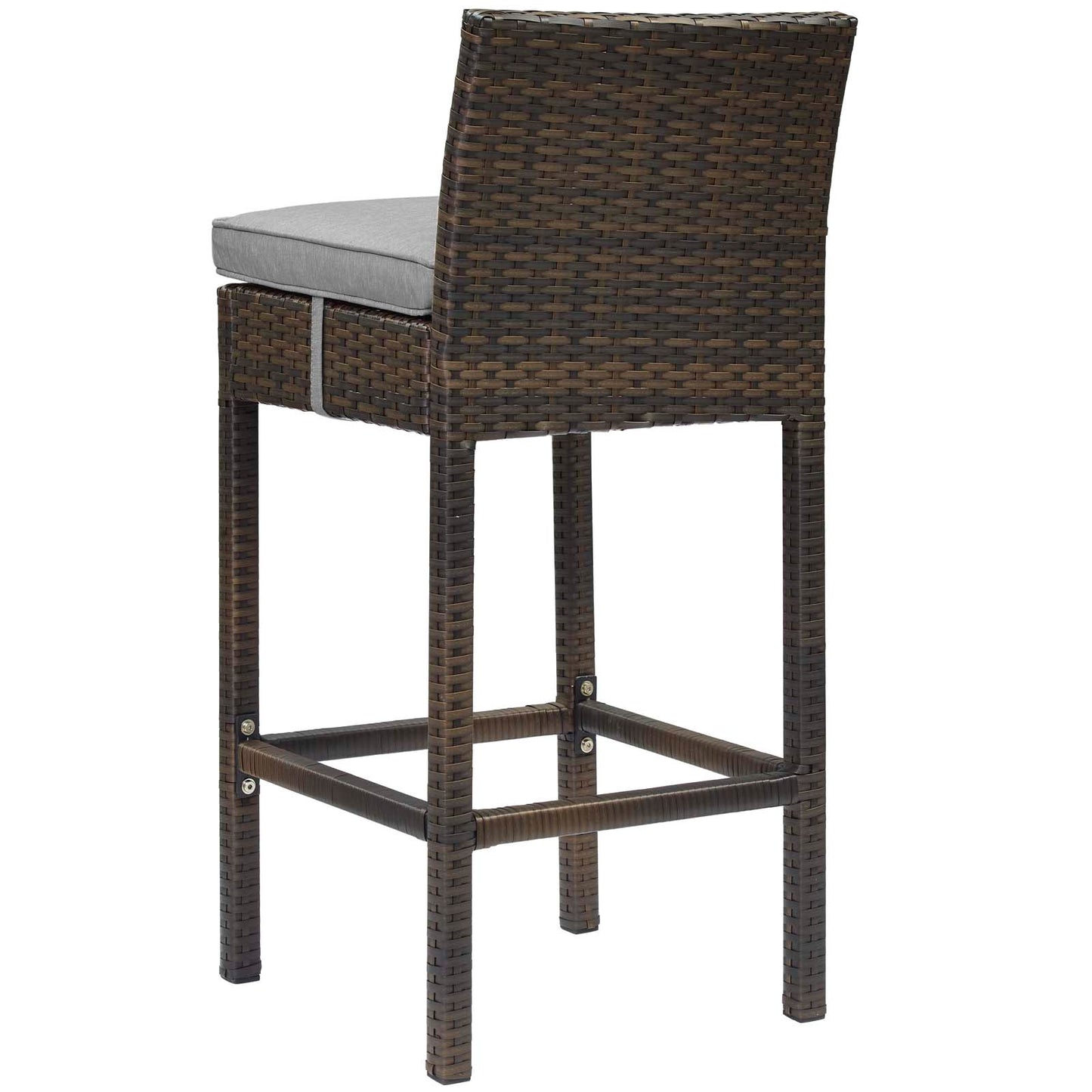 Conduit Bar Stool Outdoor Patio Wicker Rattan Set of 4, Fabric Rattan Wicker, Brown Gray Grey, 17530