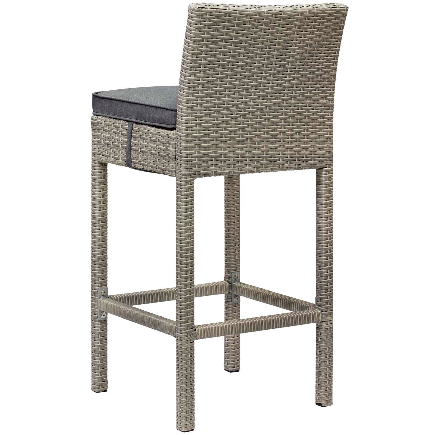 Conduit Bar Stool Outdoor Patio Wicker Rattan Set of 4, Fabric Rattan Wicker, Dark Grey Gray, 17539