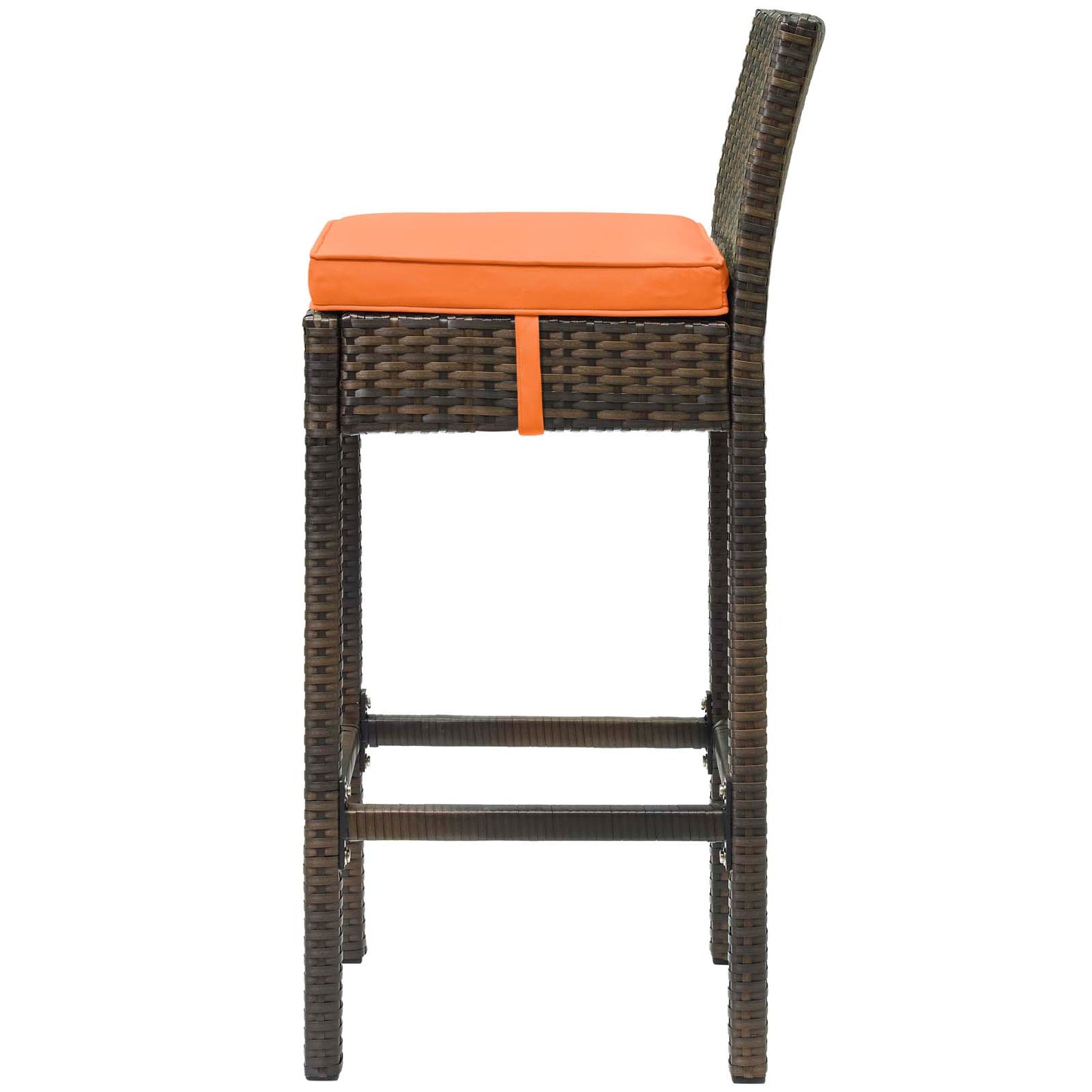 Conduit Bar Stool Outdoor Patio Wicker Rattan Set of 2, Fabric Rattan Wicker, Brown Orange, 17557