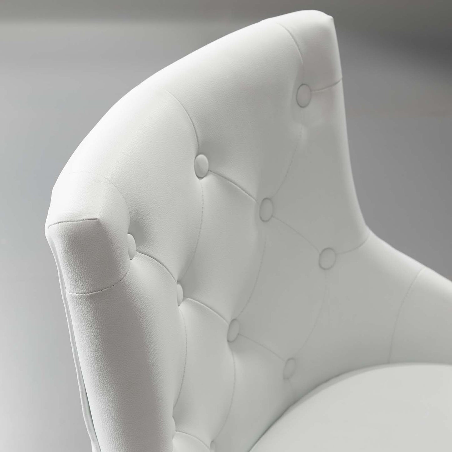 Regent Tufted Button Swivel Faux Leather Office Chair, Faux Vinyl Leather Aluminum, White, 17859