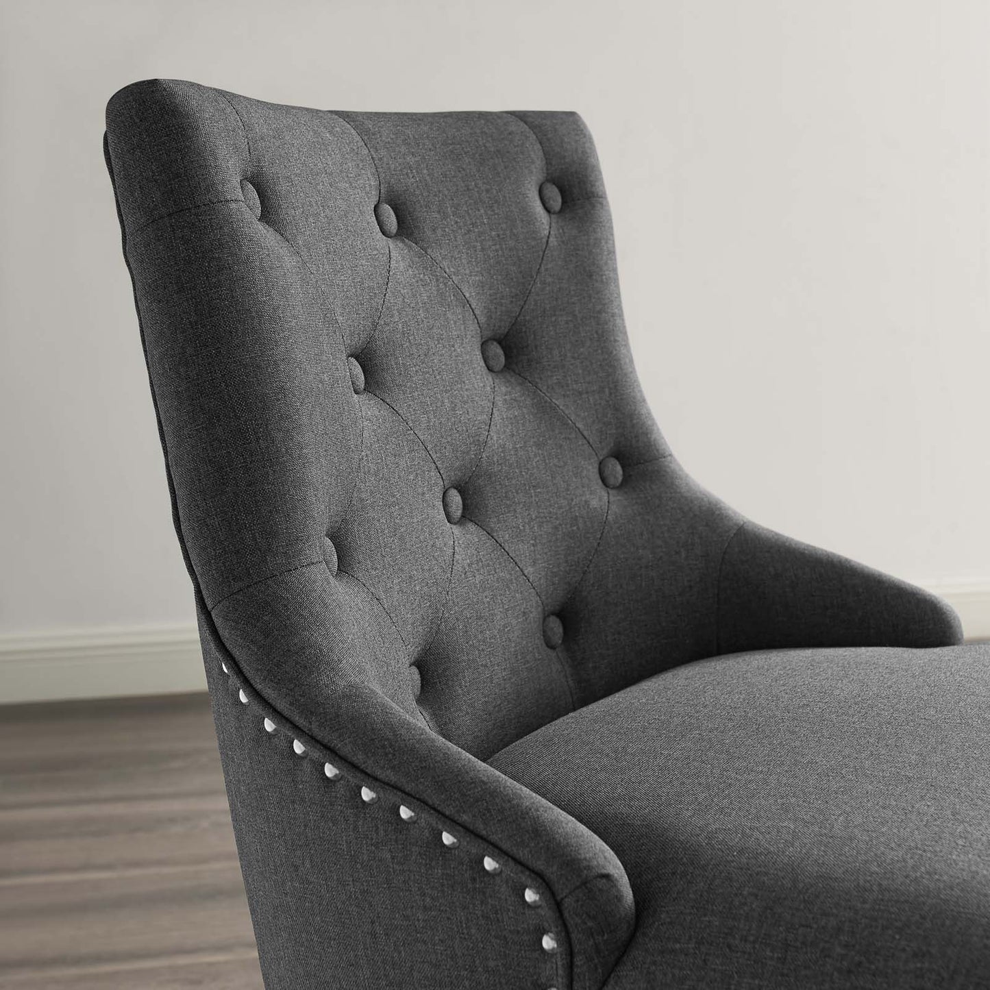 Regent Tufted Button Swivel Upholstered Fabric Office Chair, Fabric Aluminum, Grey Gray, 17862