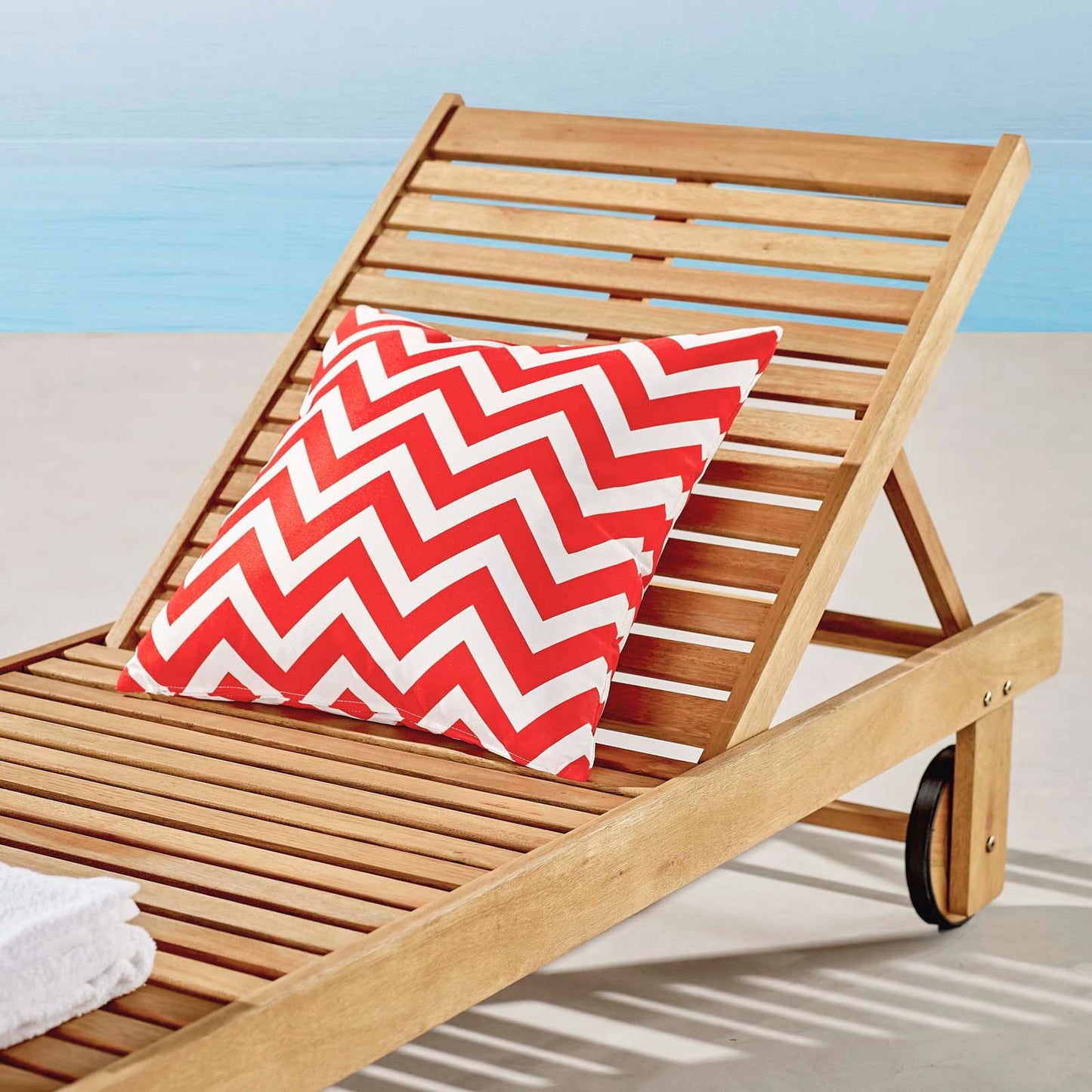 Hatteras Outdoor Patio Eucalyptus Wood Chaise Lounge Chair, Wood, Brown Natural, 18273