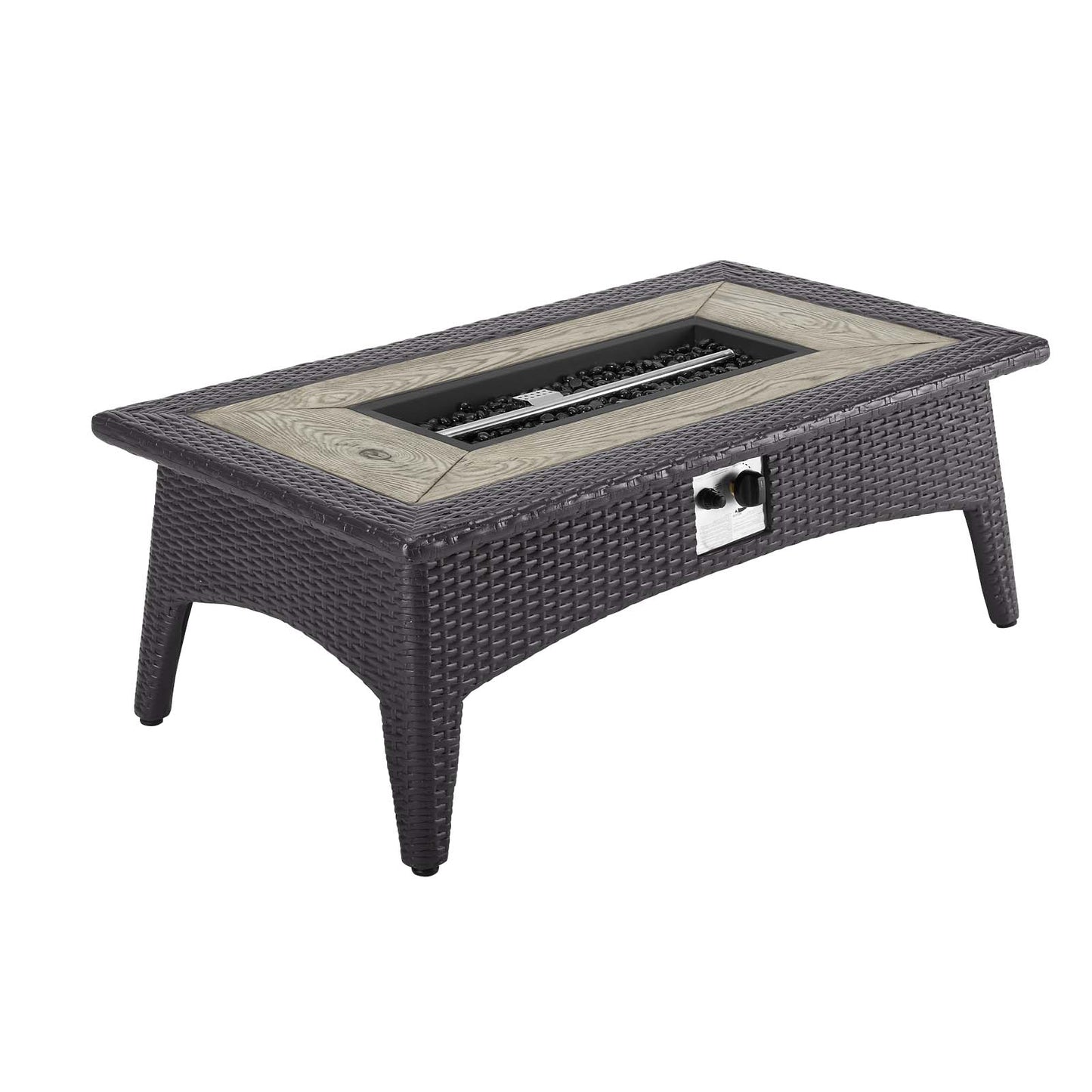 Convene 3 Piece Set Outdoor Patio with Fire Pit, Fabric Rattan Wicker, Blue, 17596