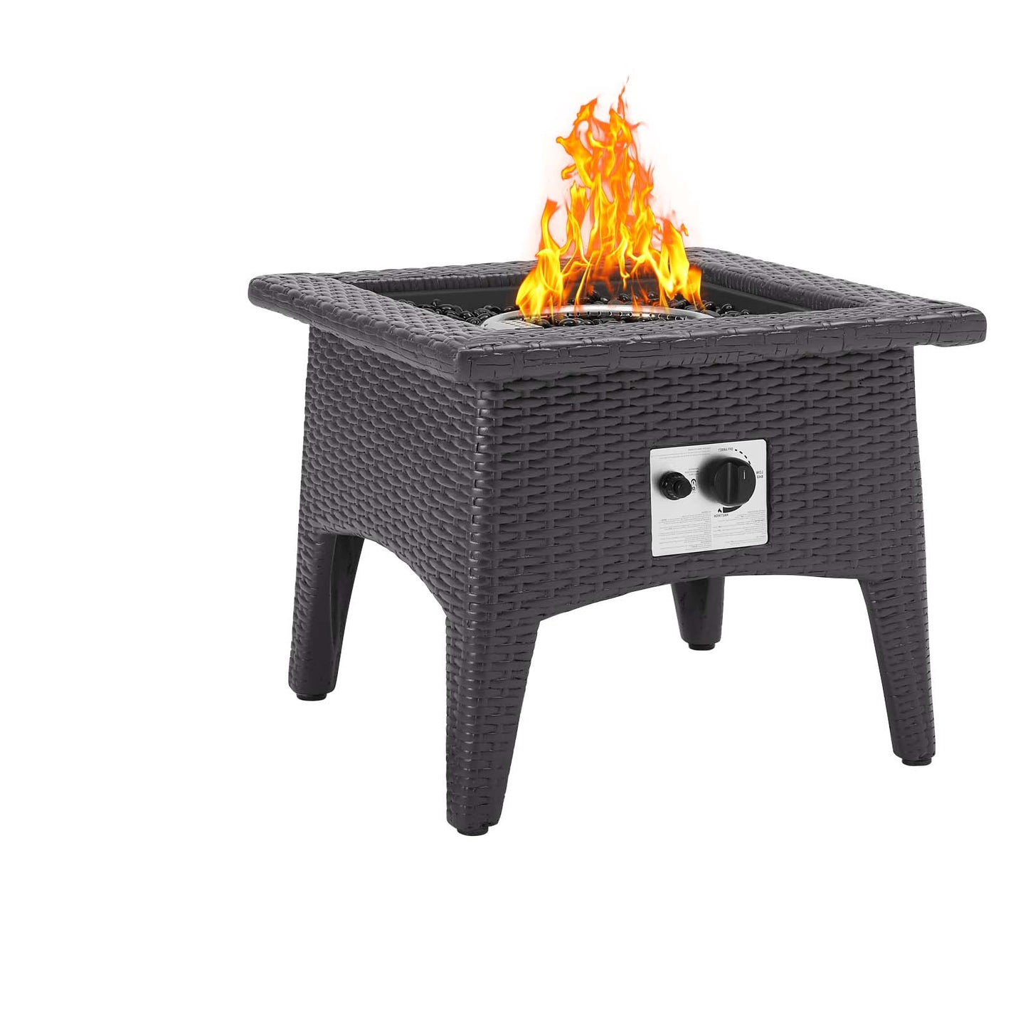 Convene 3 Piece Set Outdoor Patio with Fire Pit, Fabric Rattan Wicker, Red, 17610