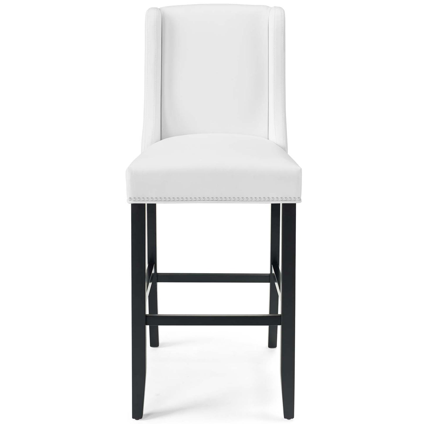 Baron Faux Leather Bar Stool, Faux Leather, Wood, White, 18330