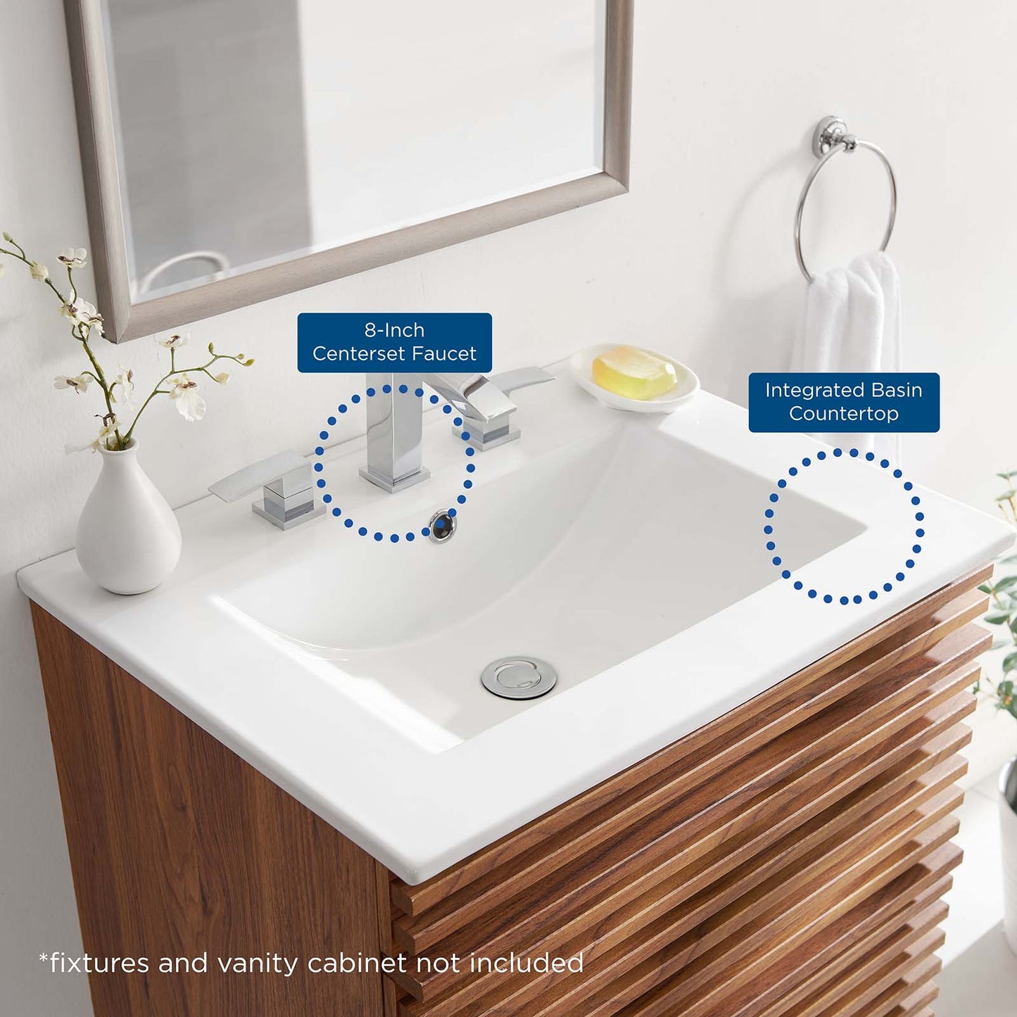 Cayman 24" Bathroom Sink, Ceramic, White, 18368
