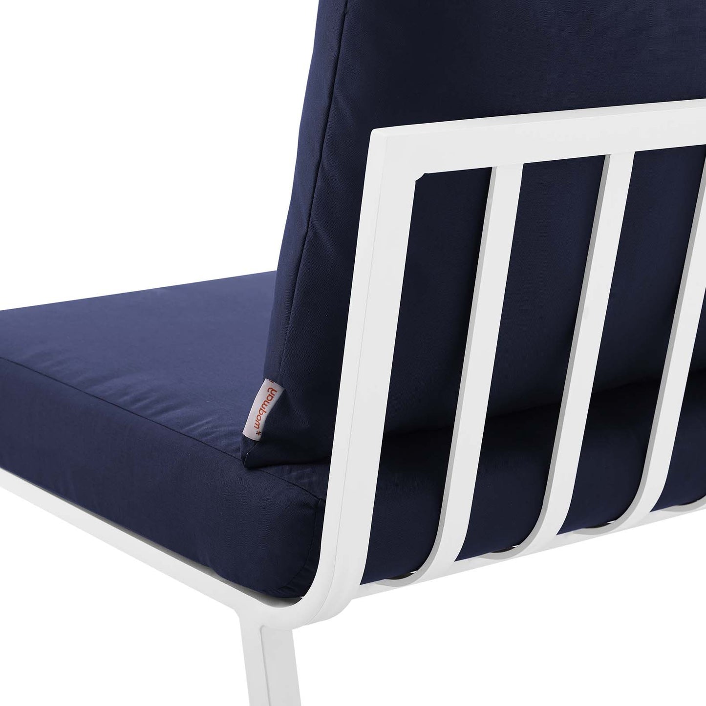 Riverside 5 Piece Outdoor Patio Aluminum Set, Aluminum, Metal, Steel, White Blue Navy, 18434