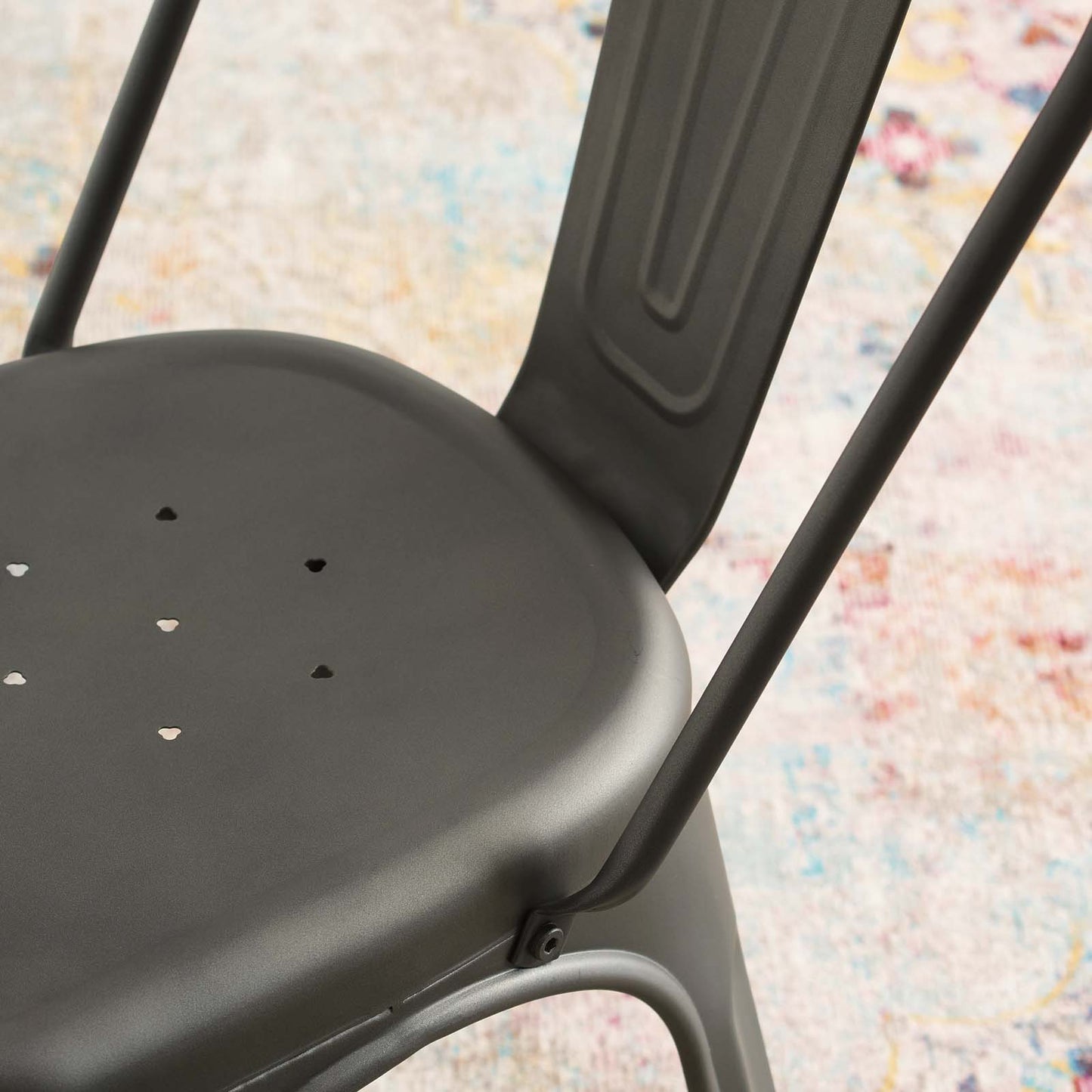 Promenade Bistro Dining Side Chair Set of 2, Metal Steel, Gunmetal Silver, 18611