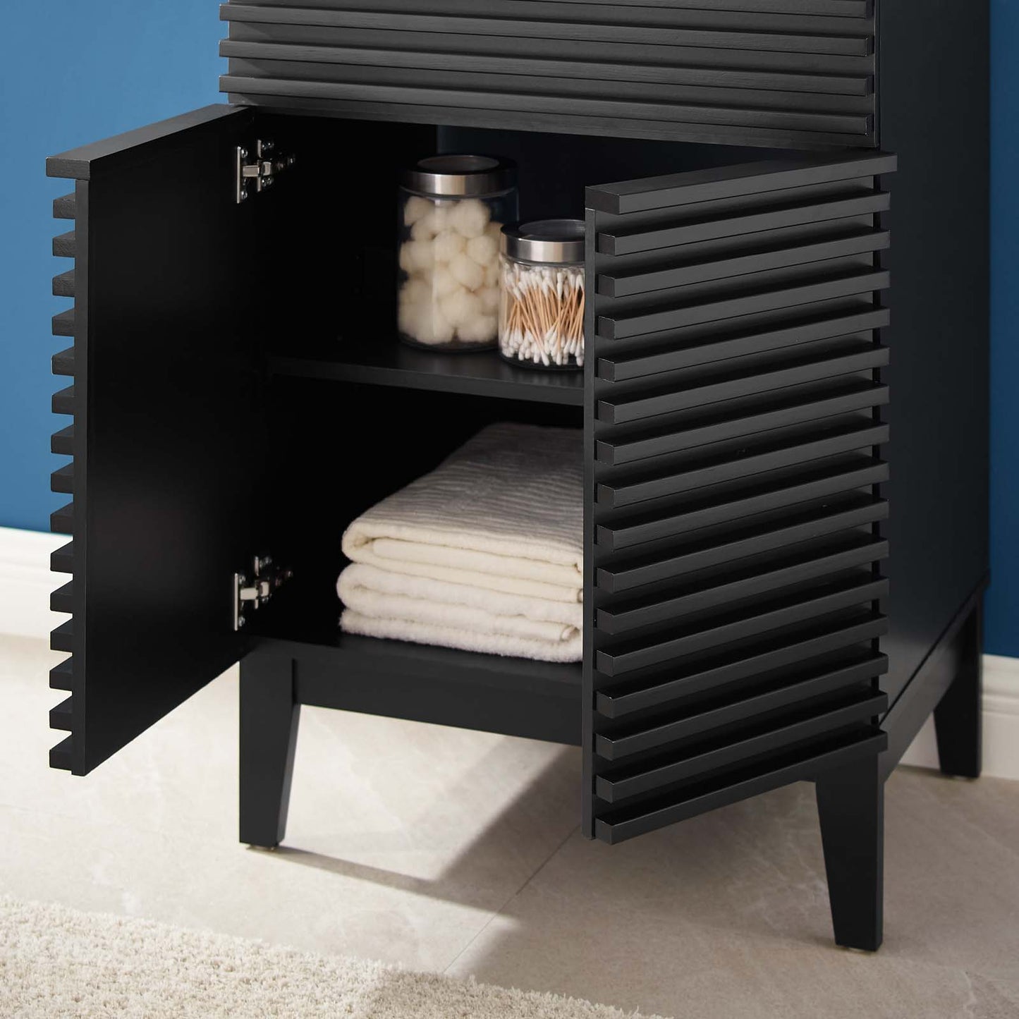 Render Bathroom Vanity, Wood, Black White, 18614