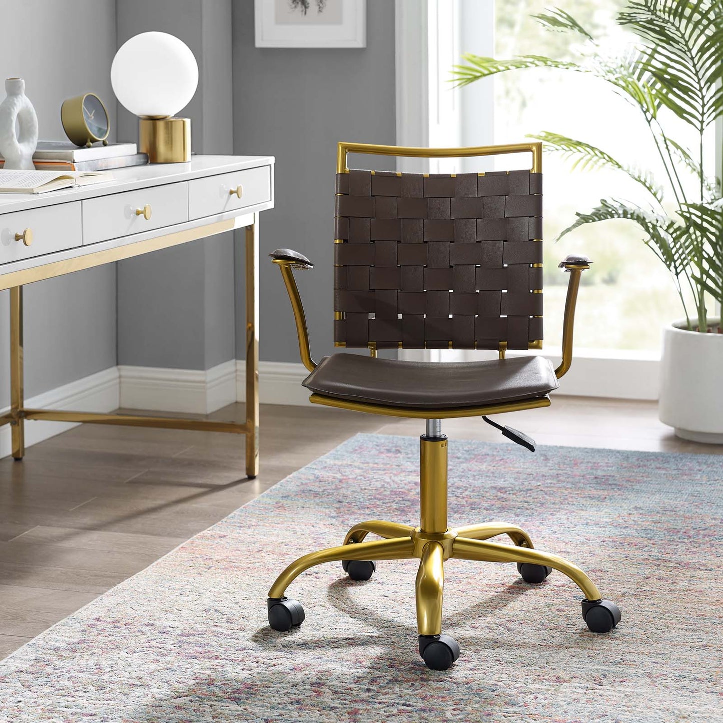 Fuse Faux Leather Office Chair, Faux Leather, Brown, 18630