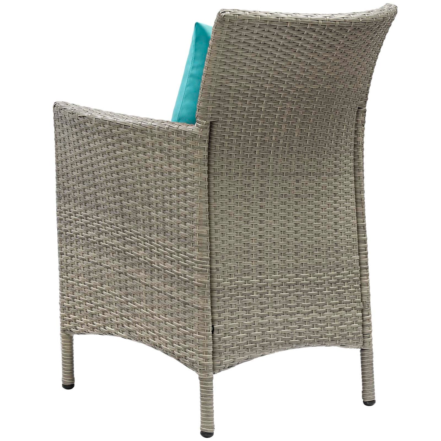 Conduit 5 Piece Outdoor Patio Wicker Rattan Dining Set, Rattan, Wicker, Light Grey Gray Blue, 18708
