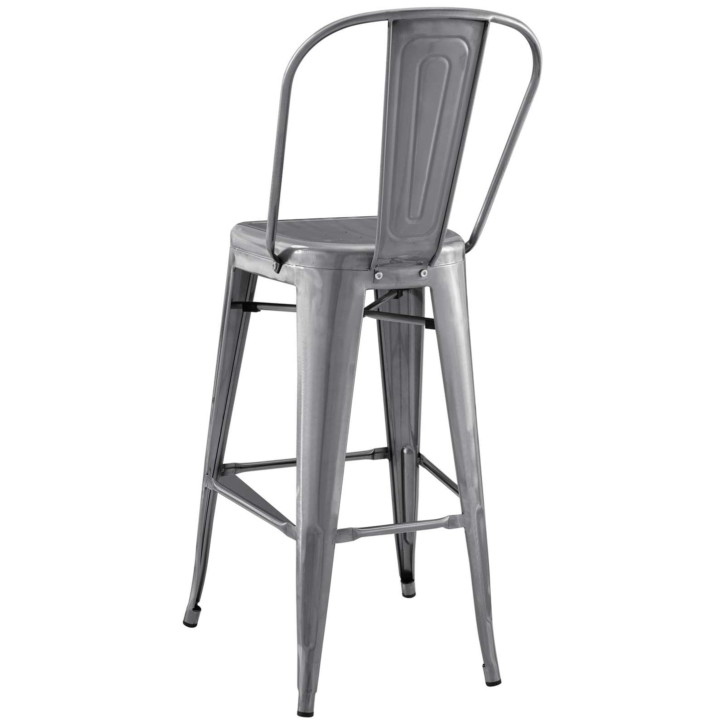 Promenade Bar Side Stool Set of 4, Metal, Steel, Gunmetal Silver, 18710