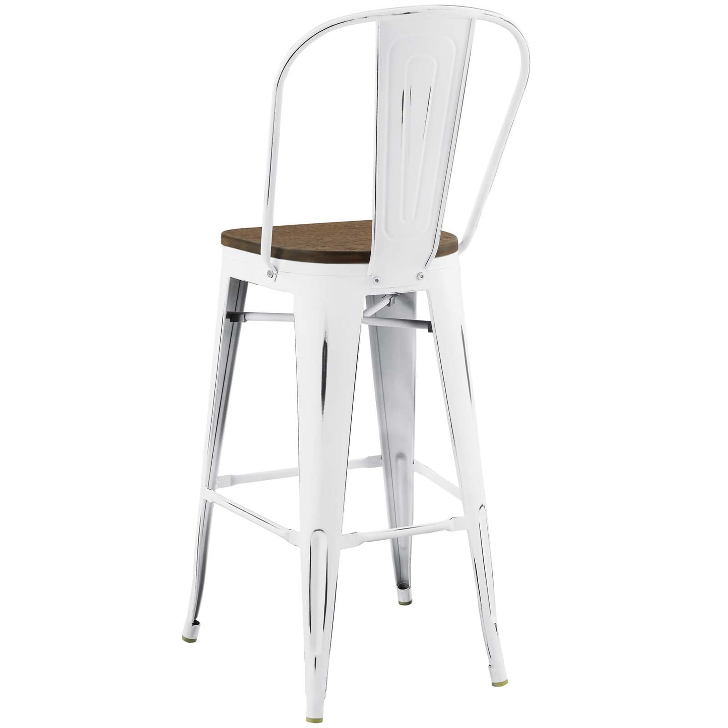 Promenade Bar Stool Set of 4, Wood, Metal Steel, White, 18718