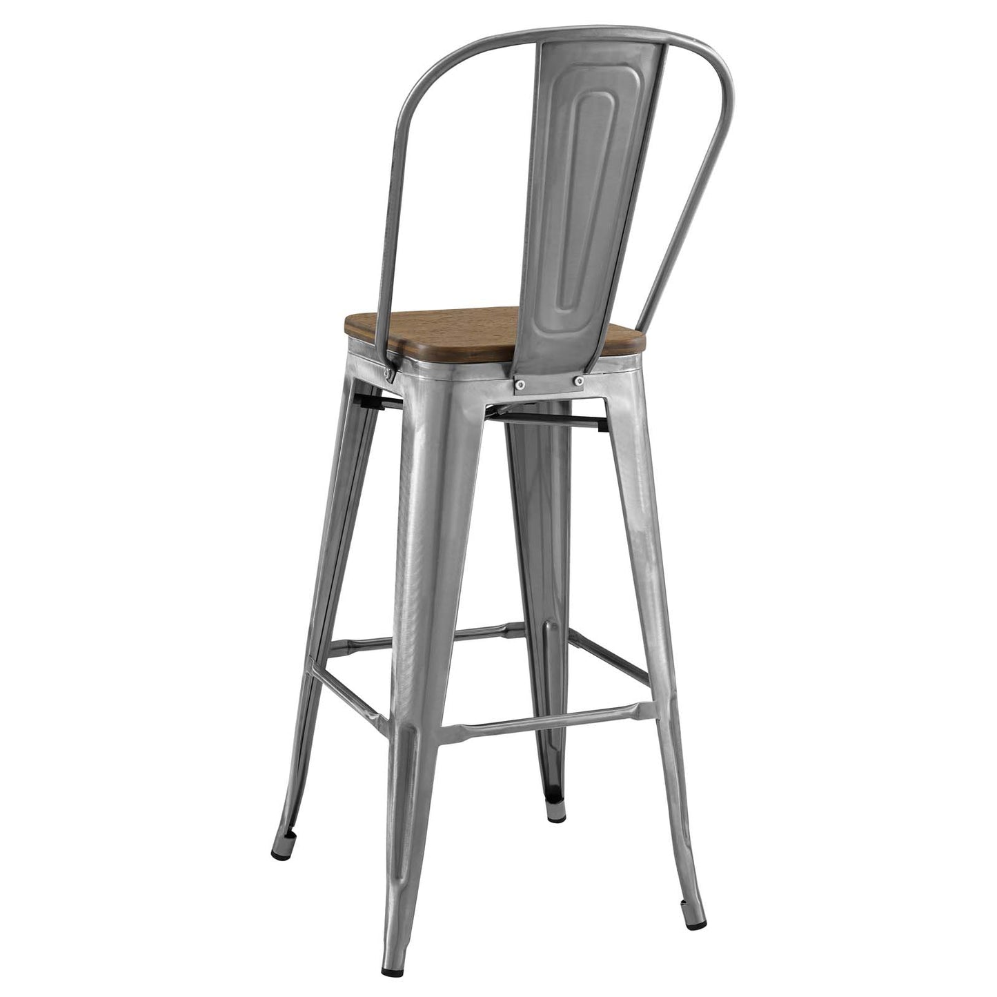 Promenade Bar Stool Metal Set of 4, Wood, Metal Steel, Gunmetal Silver, 18842