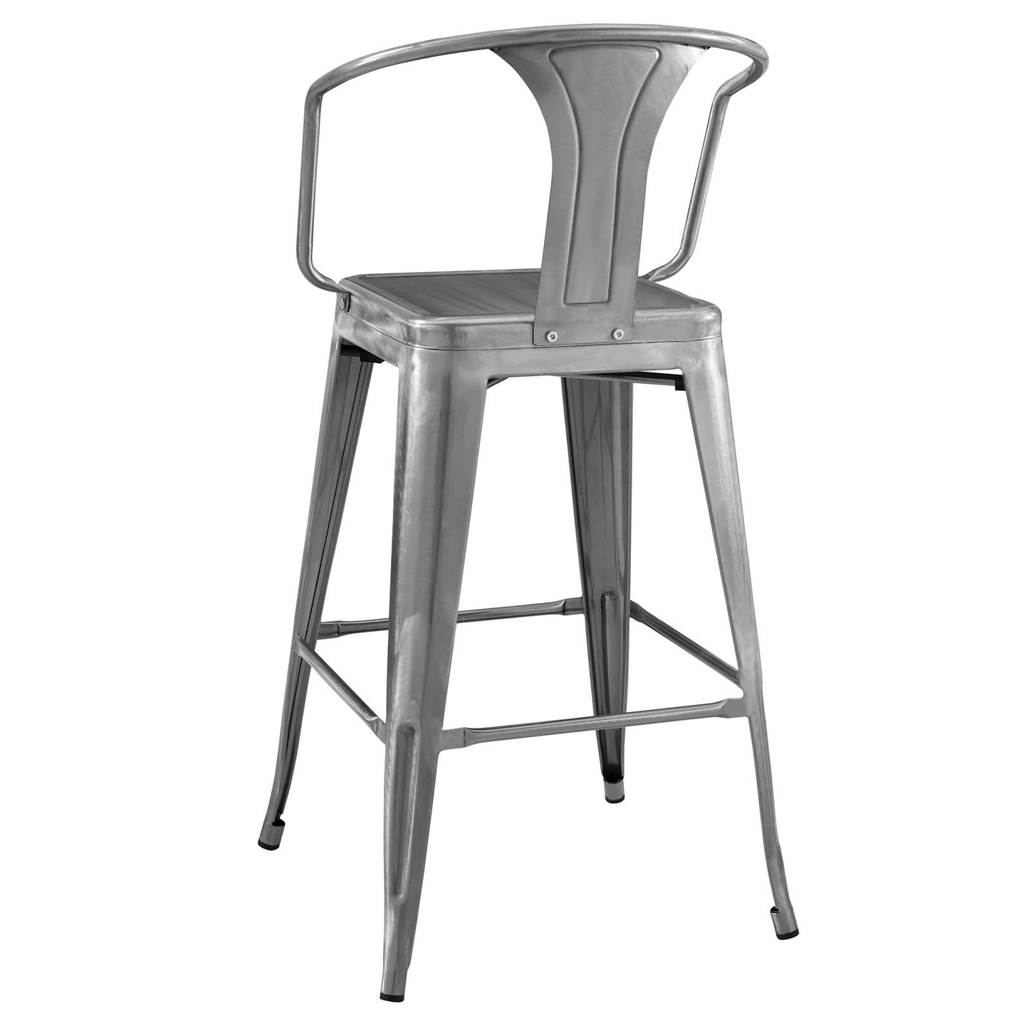 Promenade Bar Stool Set of 2, Metal, Steel, Gunmetal Silver, 18845
