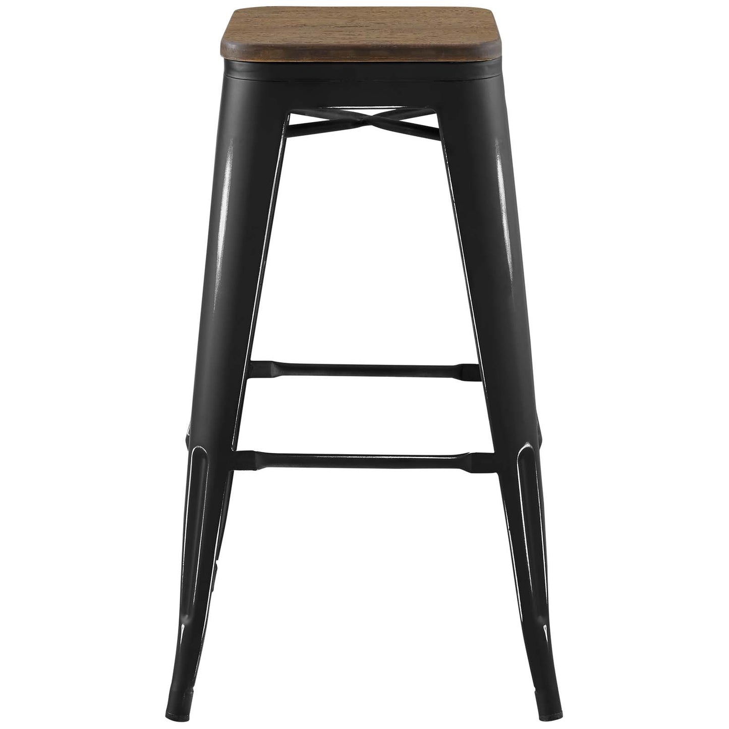 Promenade Bar Stool Set of 4, Wood, Metal Steel, Black, 18860