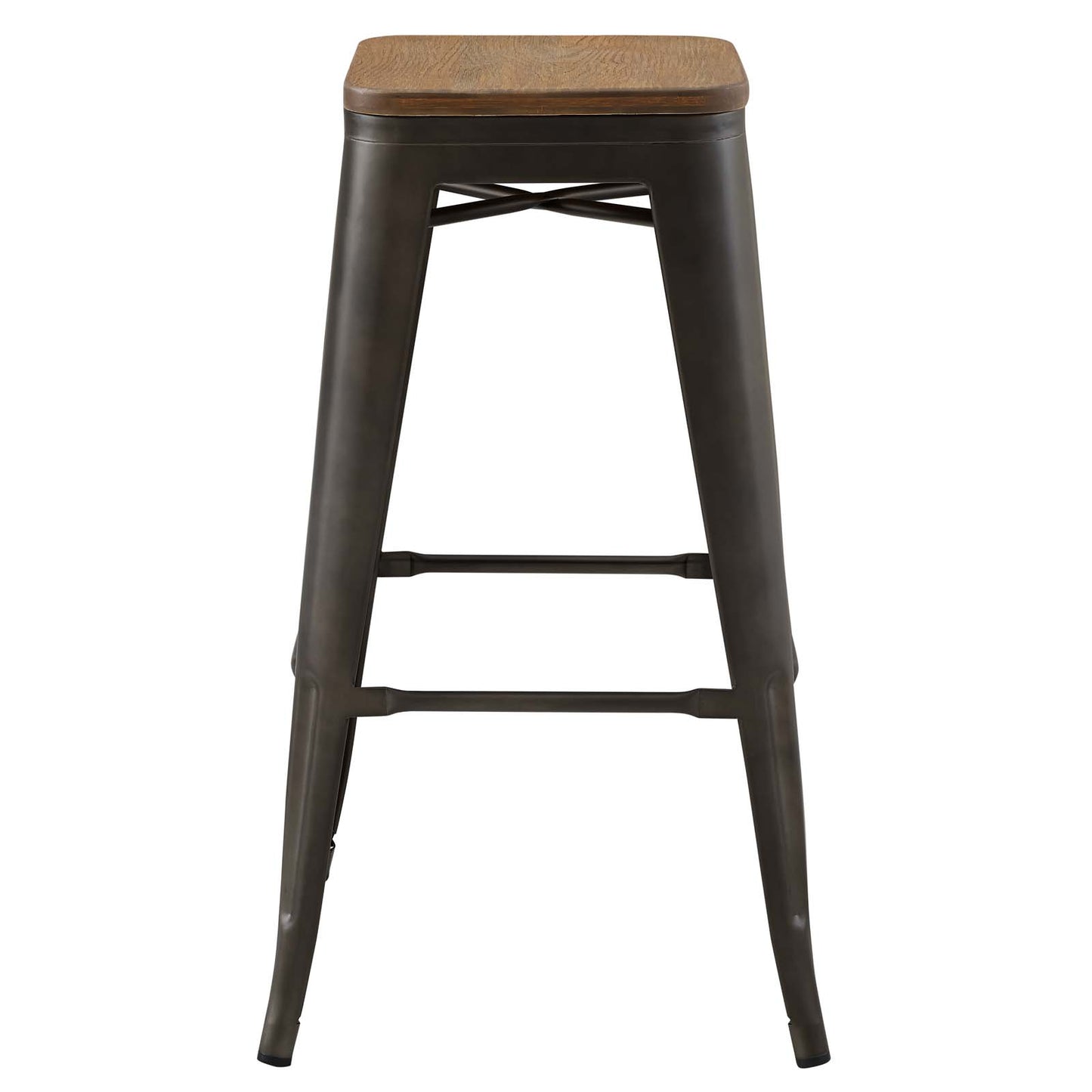 Promenade Bar Stool Set of 4, Wood, Metal Steel, Brown, 18861
