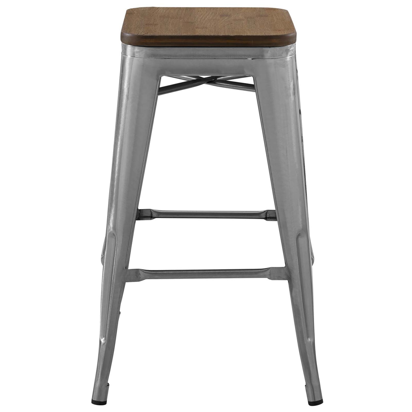 Promenade Counter Stool Set of 4, Wood, Metal Steel, Gunmetal Silver, 18870