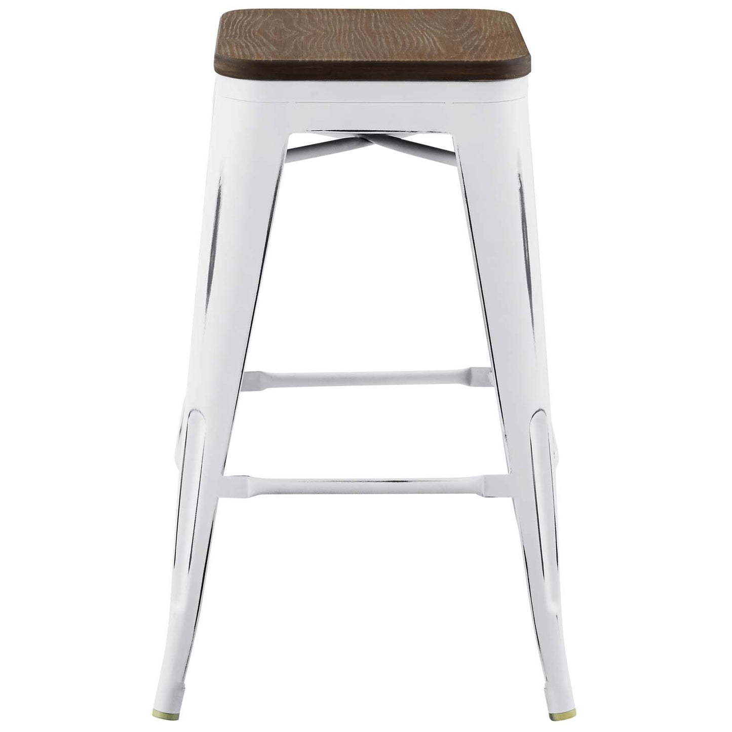 Promenade Counter Stool Set of 4, Wood, Metal Steel, White, 18871