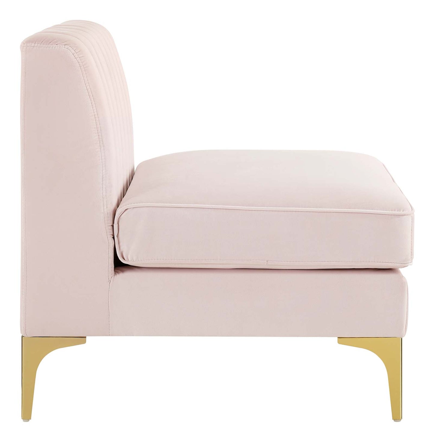 Triumph Channel Tufted Performance Velvet Armless Chair, Velvet, Pink, 18927