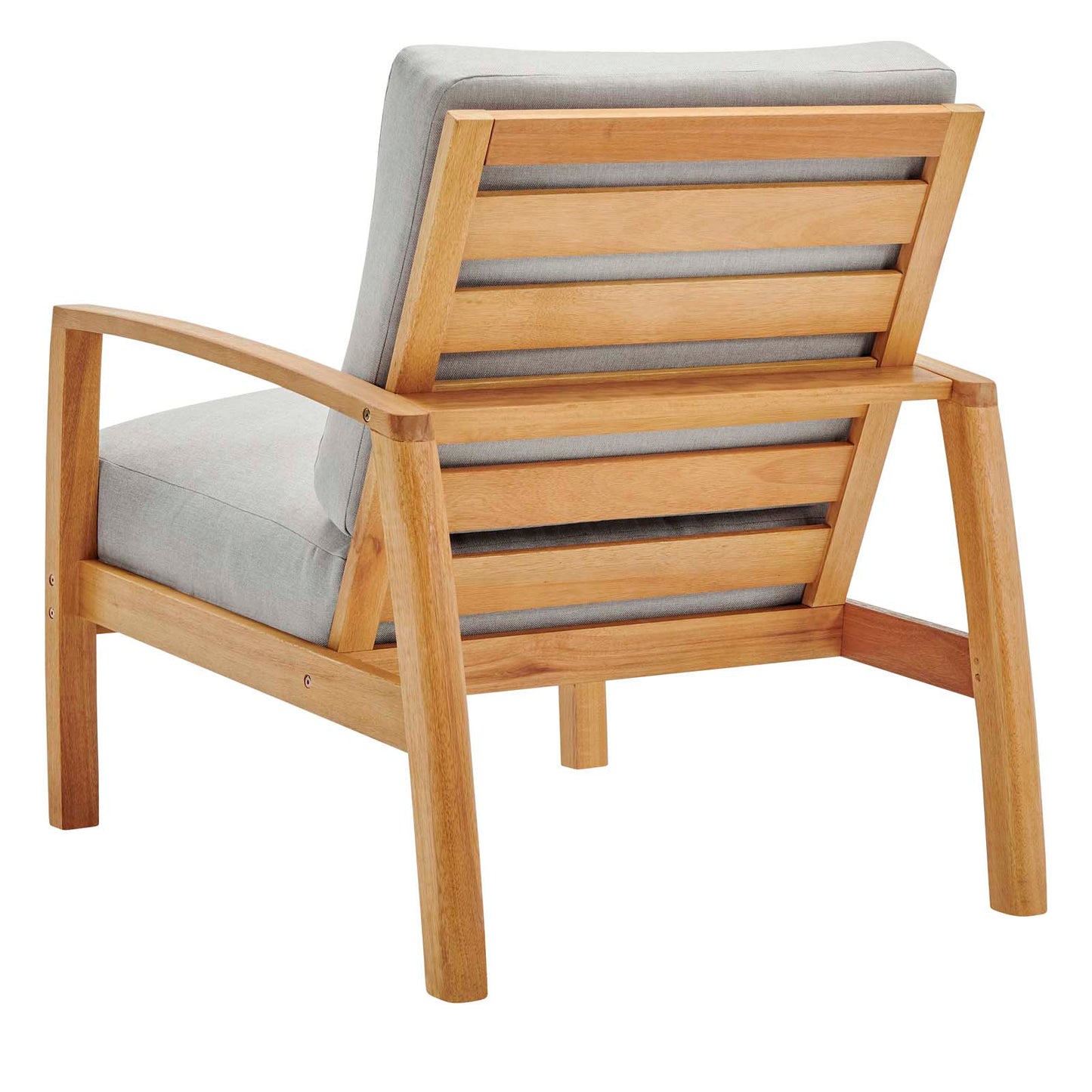 Orlean Outdoor Patio Eucalyptus Wood Lounge Armchair Set of 2, Wood, Brown Natural Light Grey Gray, 18954